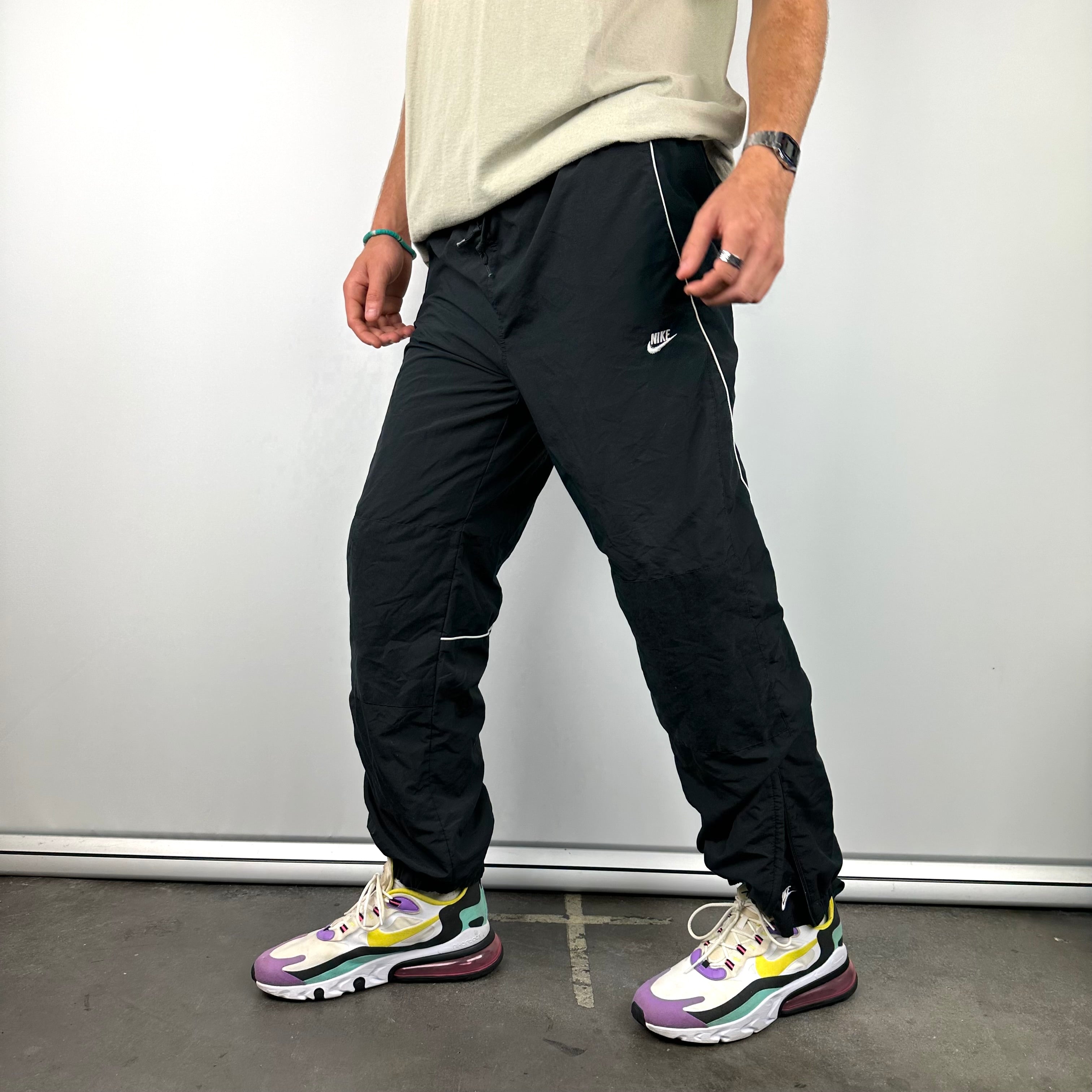 Nike Black Embroidered Spell Out Track Pants (L)