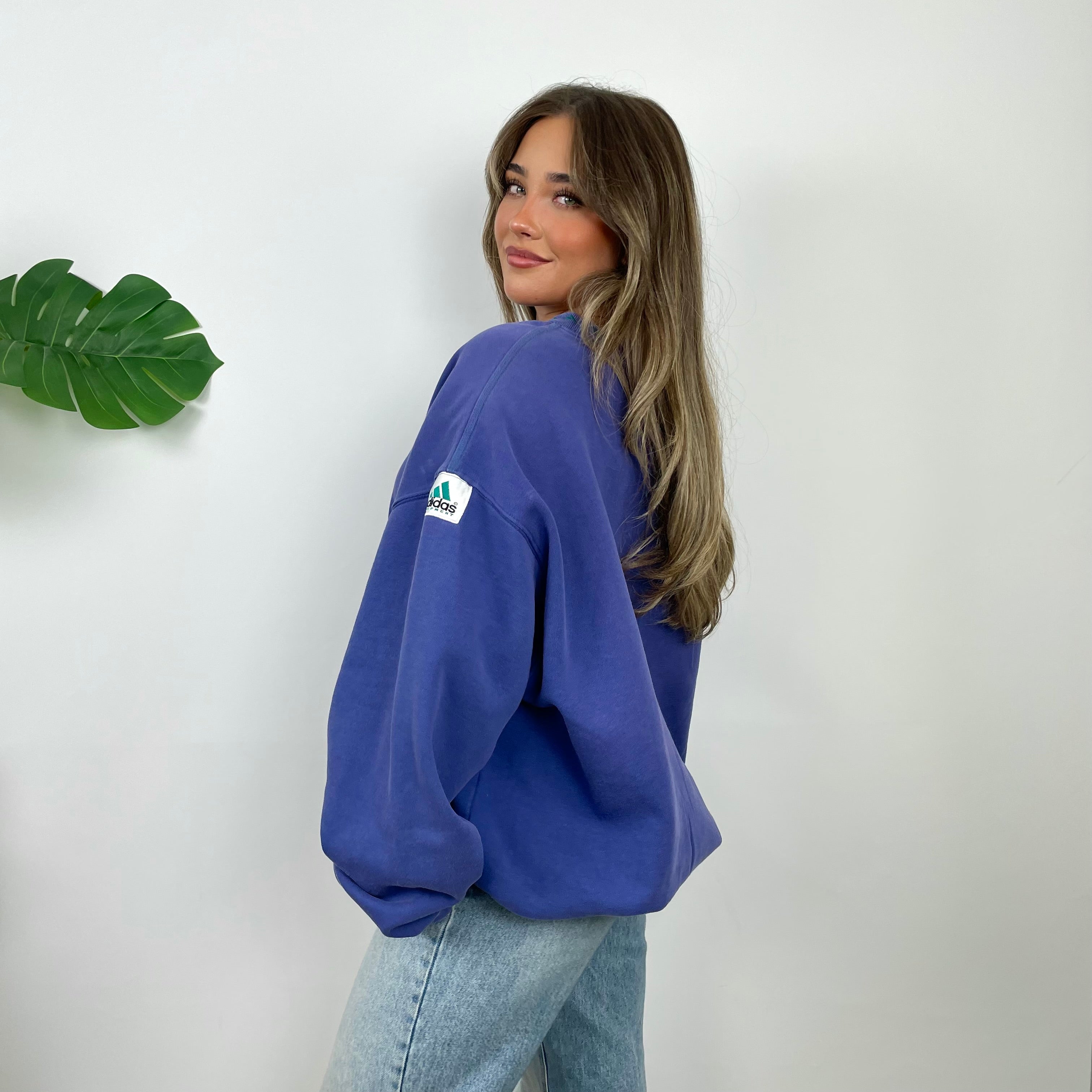 Adidas Equipment Blue Embroidered Spell Out Sweatshirt (L)
