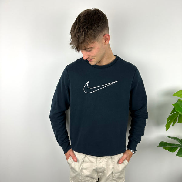 Nike Navy Embroidered Swoosh Sweatshirt (L)