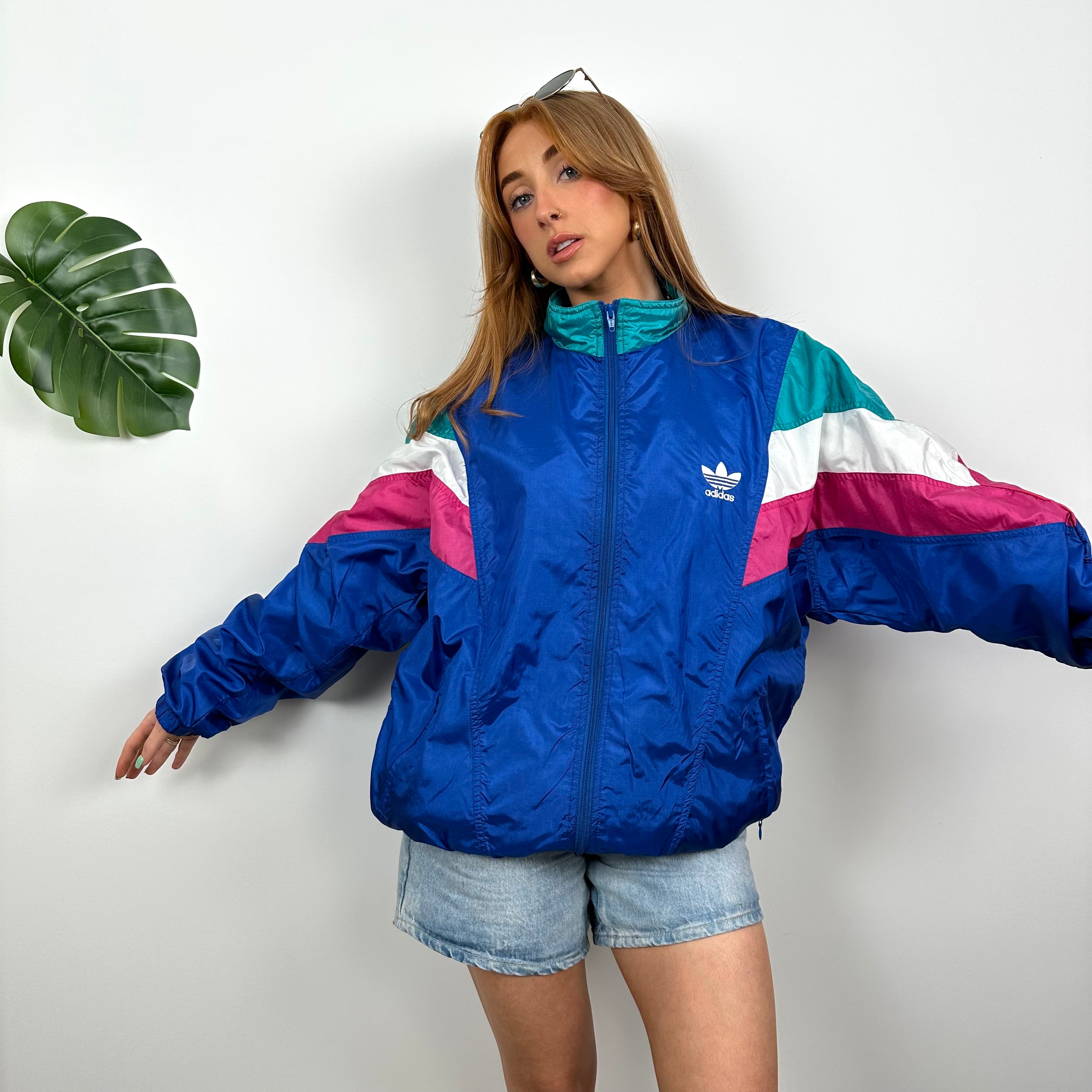 Adidas RARE Colour Block Embroidered Spell Out Windbreaker Jacket (M)