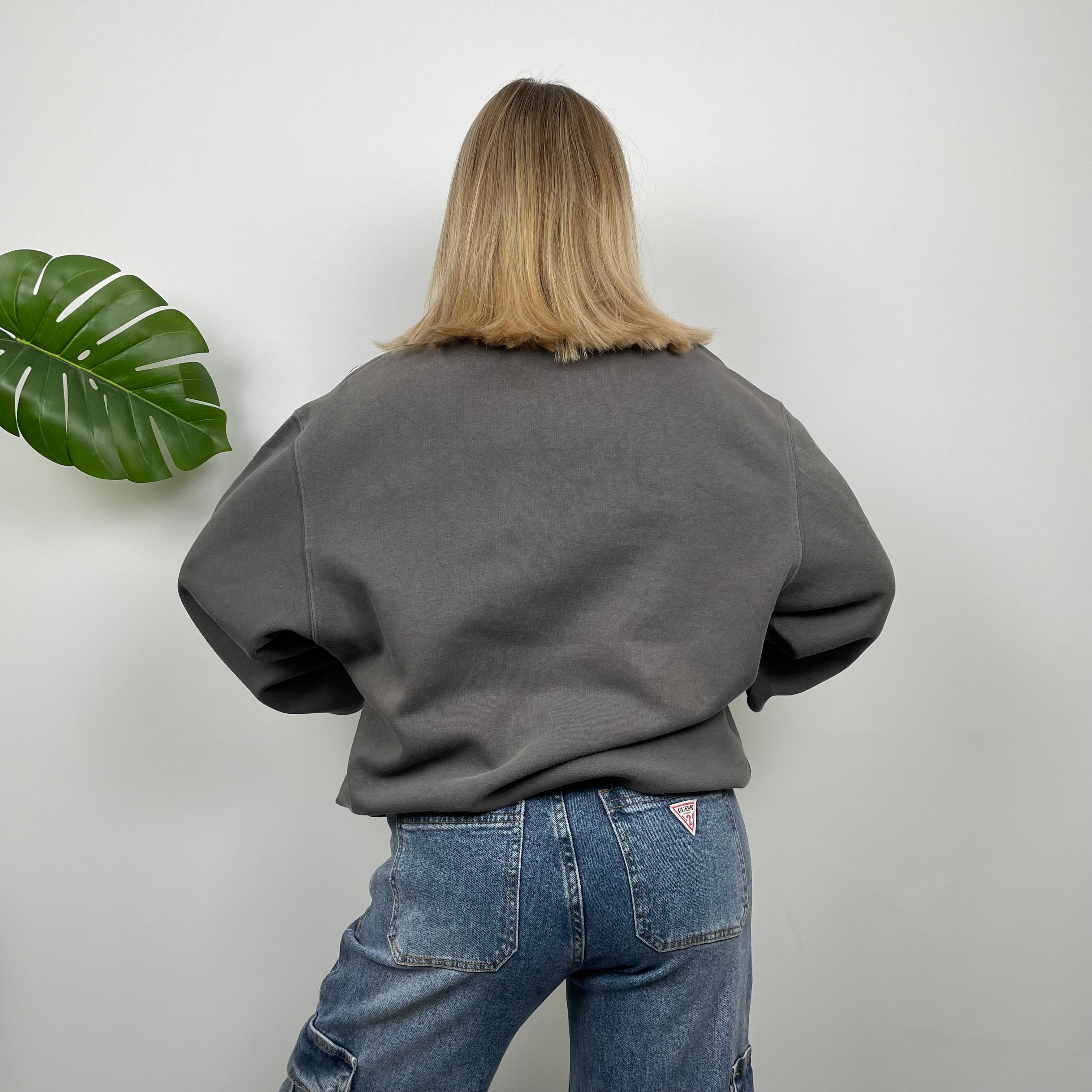 Adidas Grey Embroidered Spell Out Sweatshirt