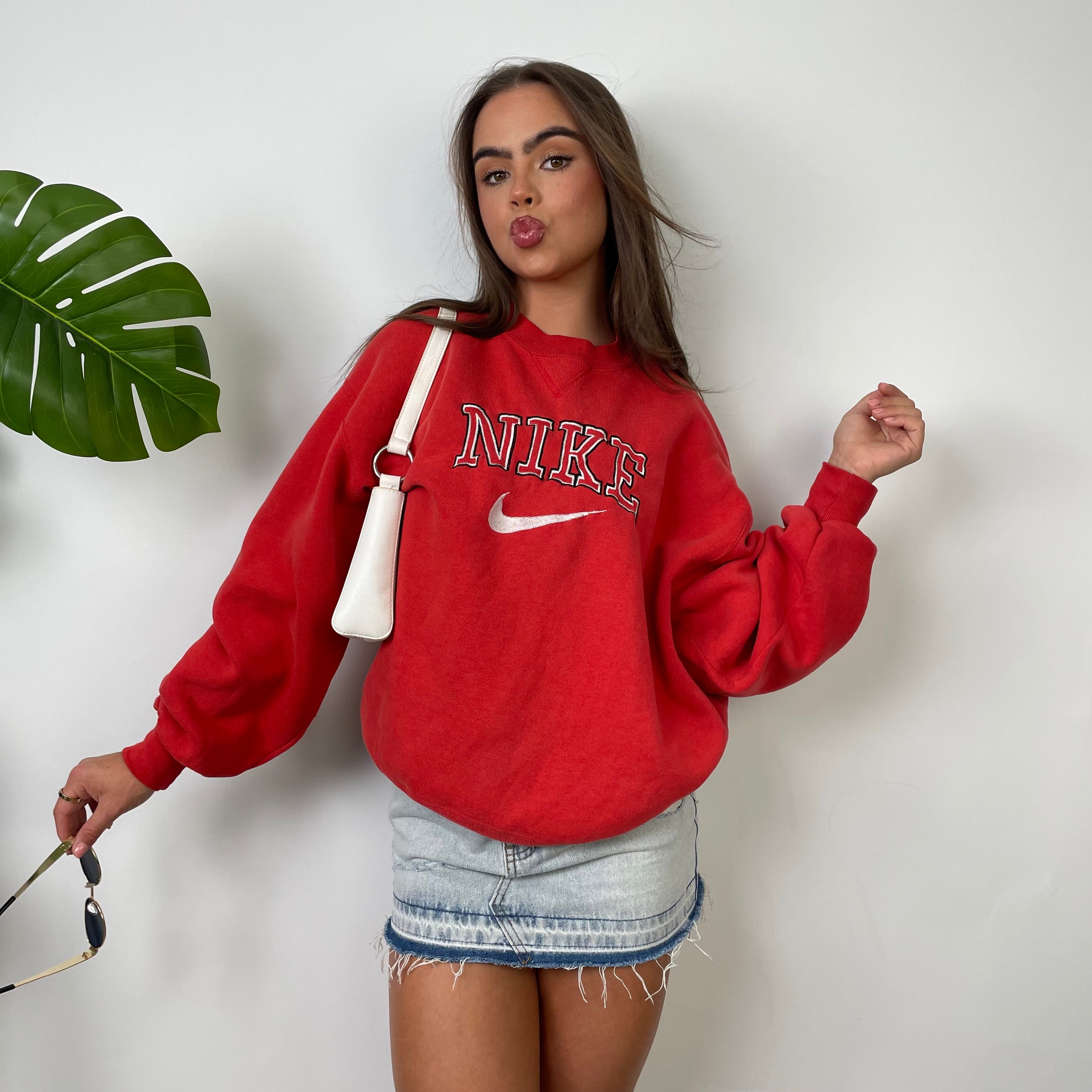 Nike Red Embroidered Spell Out Sweatshirt (L)