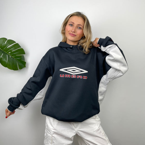 Umbro RARE Navy Embroidered Spell Out Hoodie (XL)