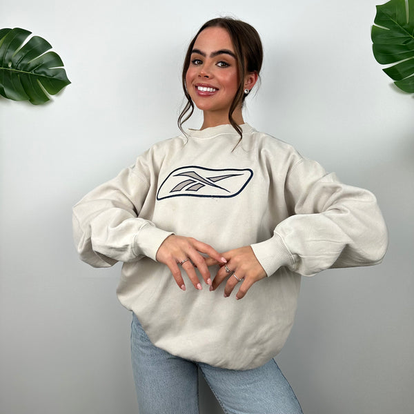 Reebok Cream Embroidered Logo Sweatshirt (M)