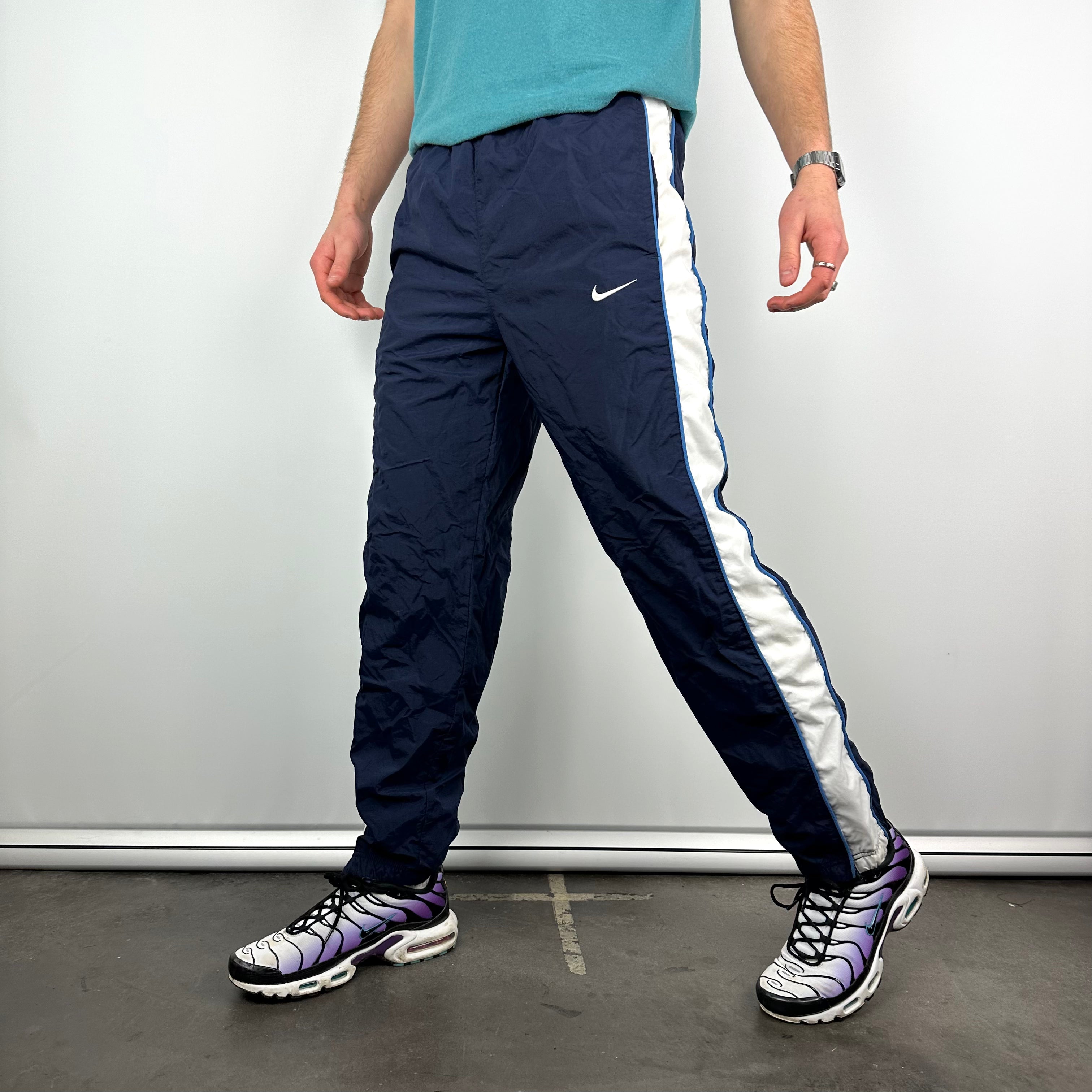 Nike Navy Embroidered Swoosh Track Pants (M)