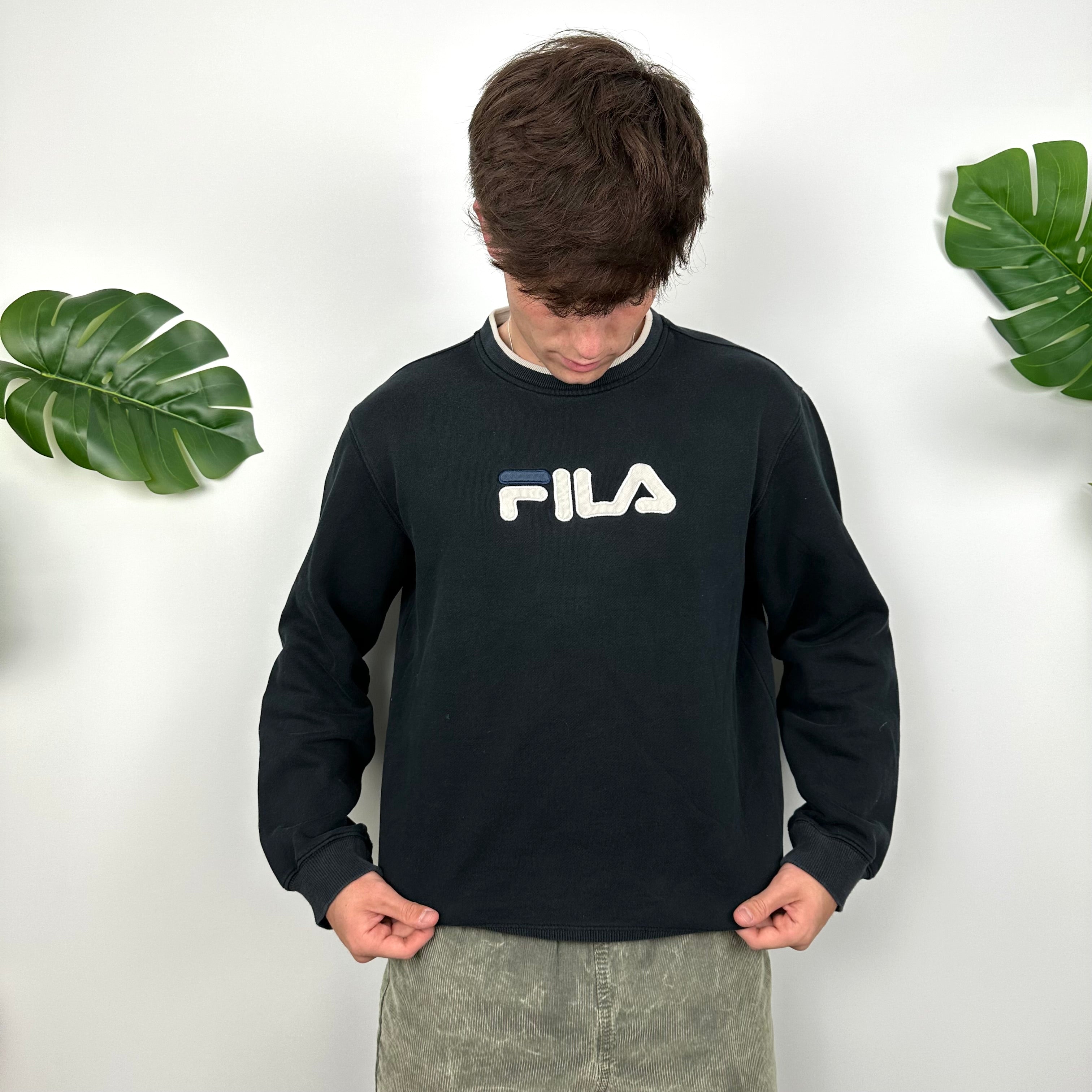 FILA Navy Embroidered Spell Out Sweatshirt (S)