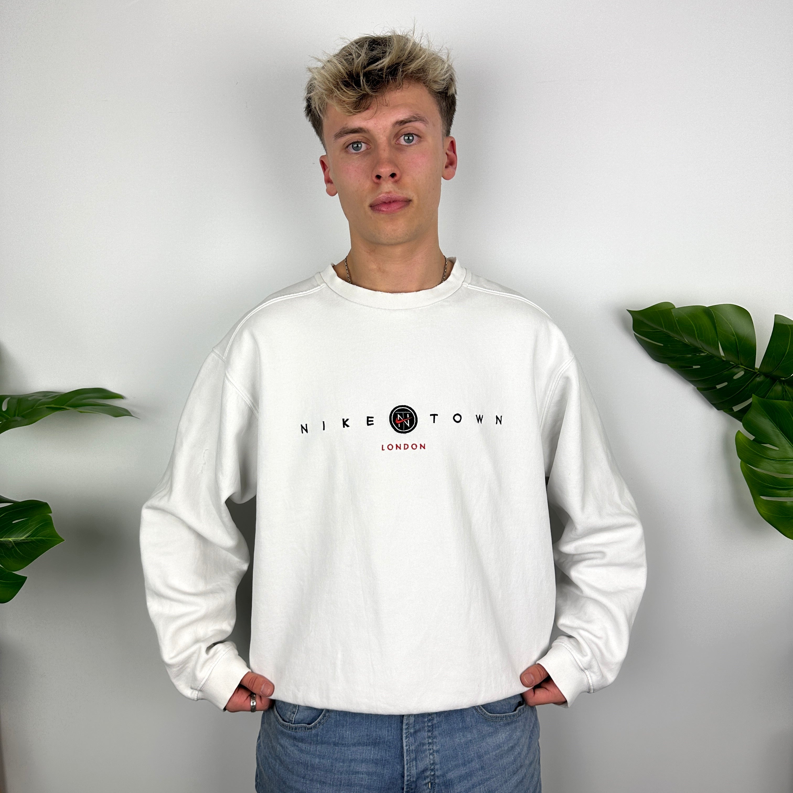 Nike Town London White Embroidered Spell Out Sweatshirt (L)
