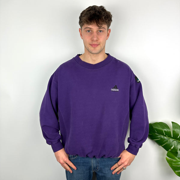 Adidas Equipment Purple Embroidered Spell Out Sweatshirt (XL)