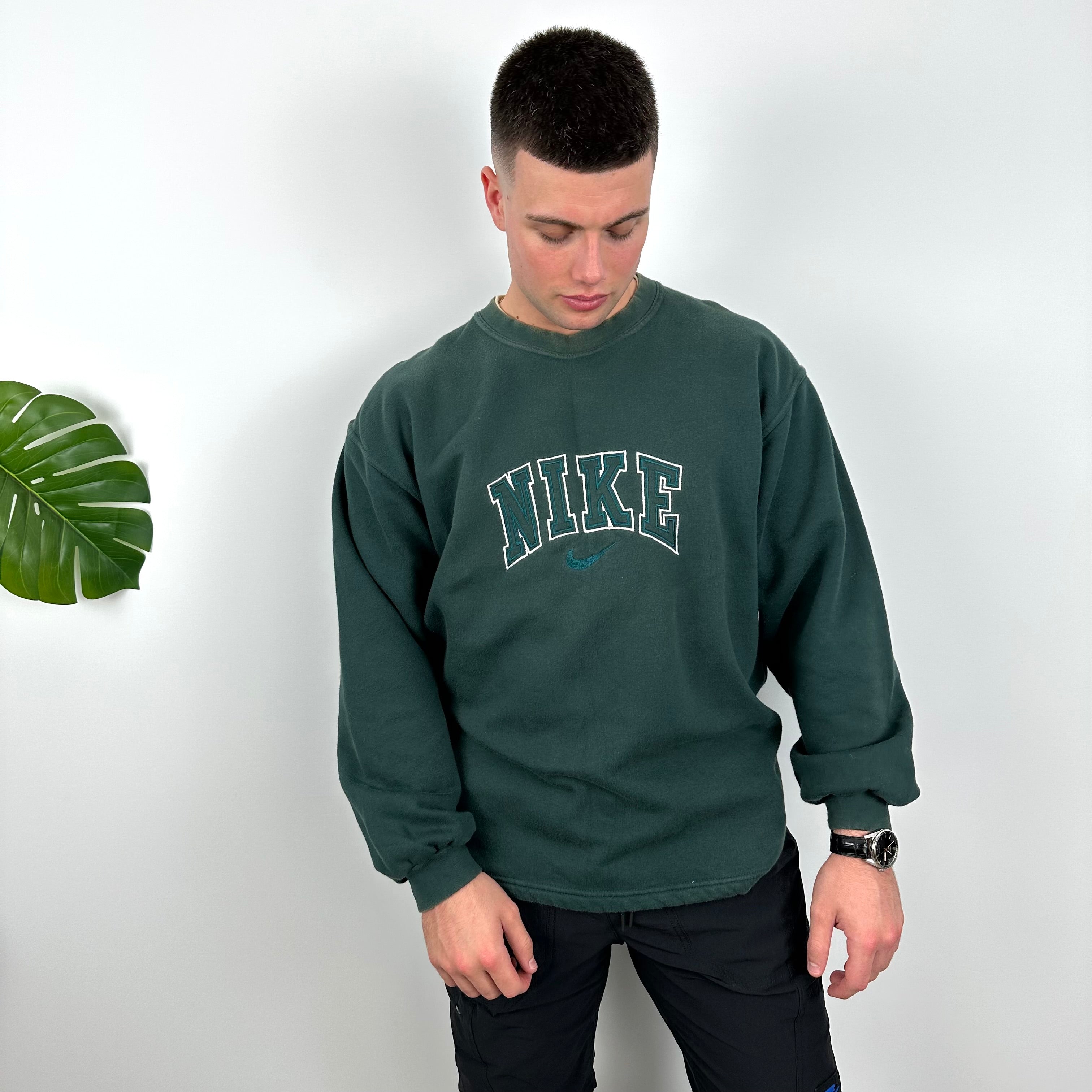 Nike Green Embroidered Spell Out Sweatshirt (L)