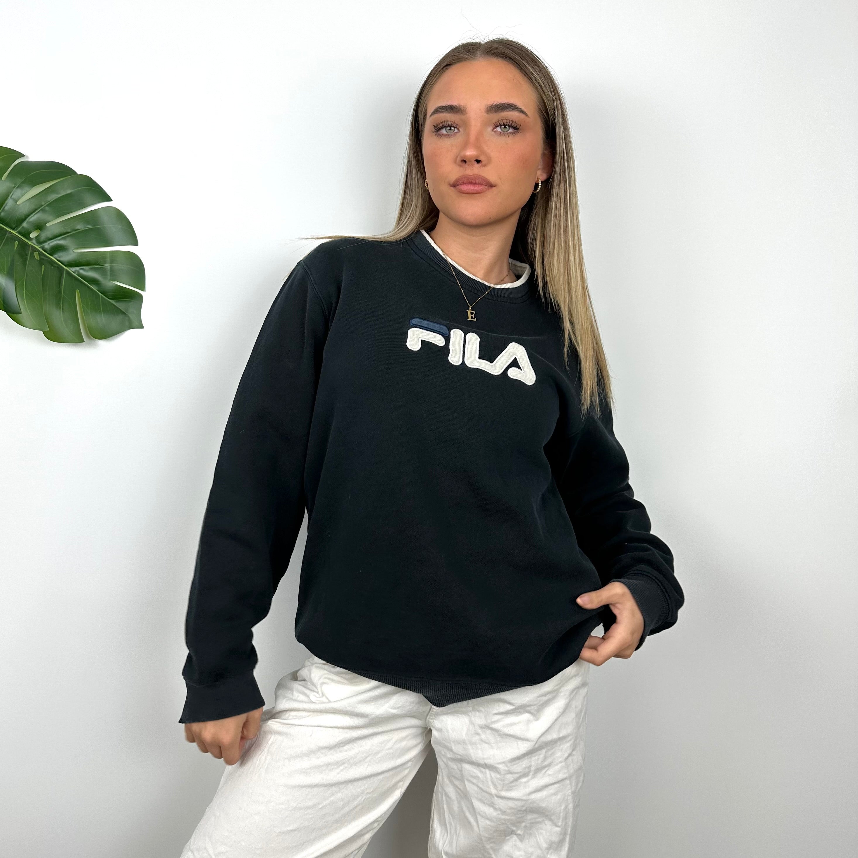 FILA Navy Embroidered Spell Out Sweatshirt (S)