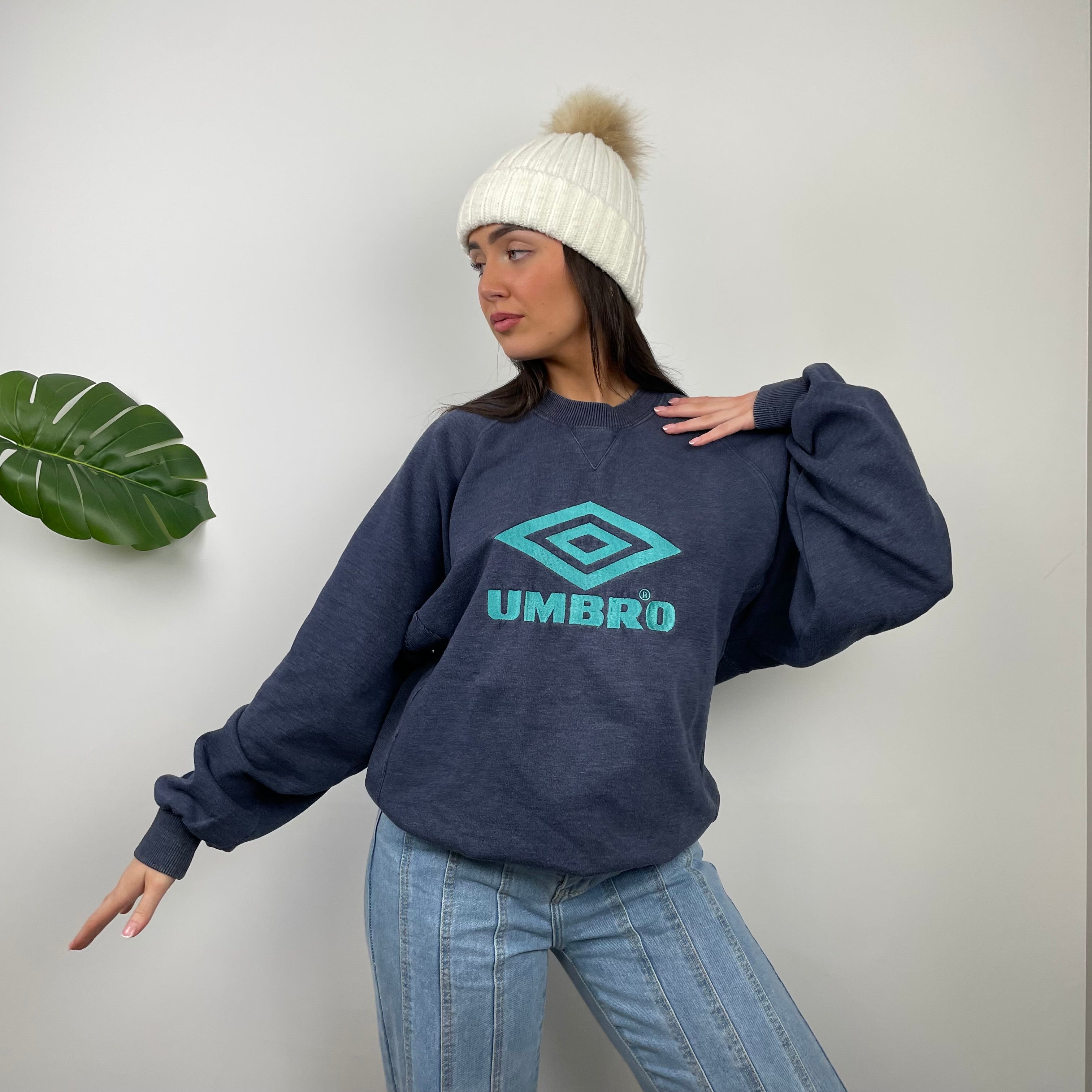 Umbro Navy Embroidered Spell Out Sweatshirt (L)