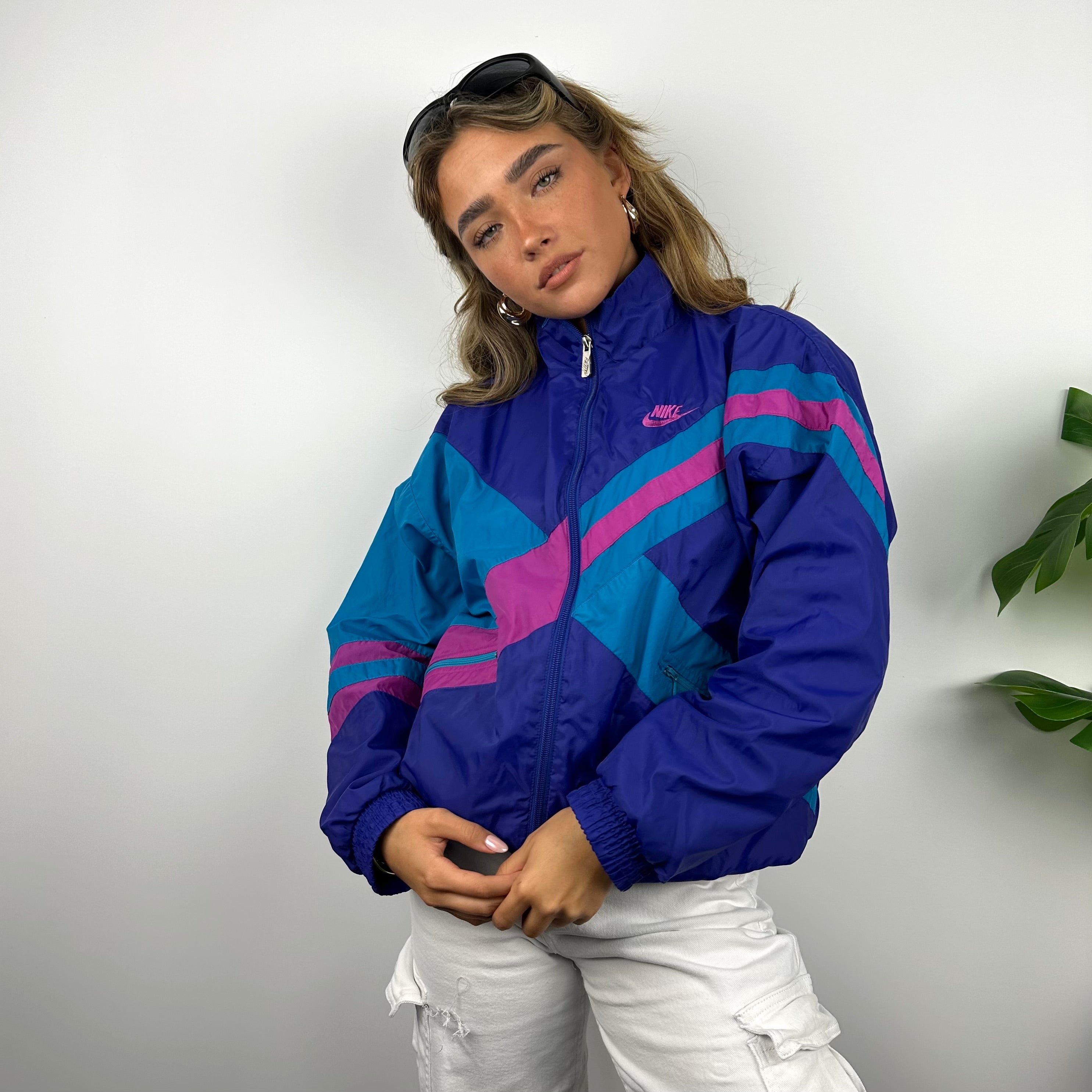 Nike RARE Colour Block Embroidered Spell Out Windbreaker Jacket (S)