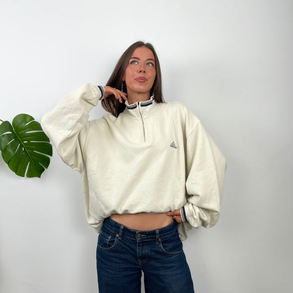Adidas Cream Quarter Zip Sweatshirt (L)
