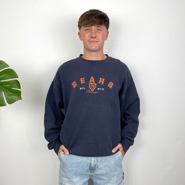 NFL Chicago Bears Navy Embroidered Spell Out Sweatshirt (XL)