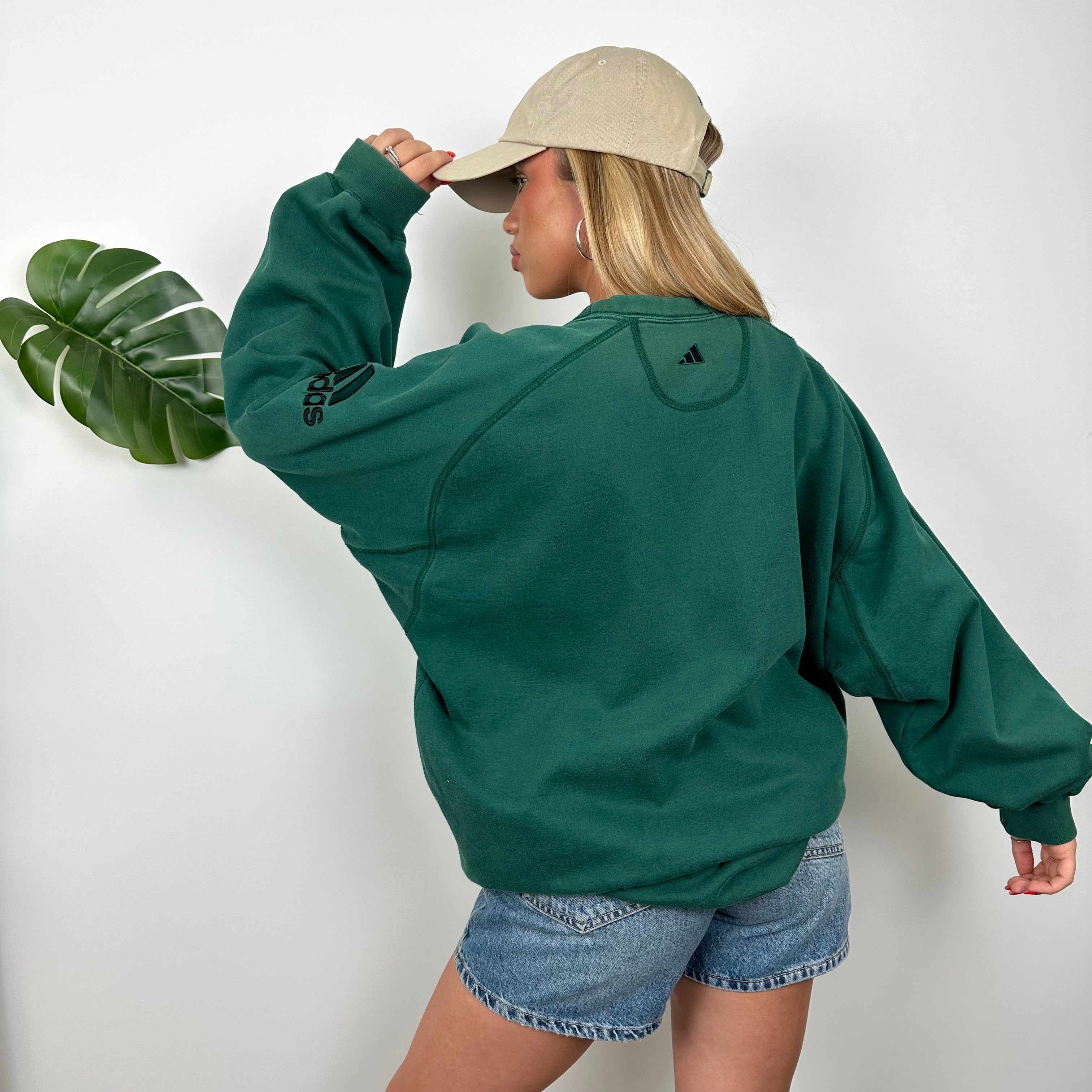 Adidas Green Embroidered Spell Out Sweatshirt (XXL)