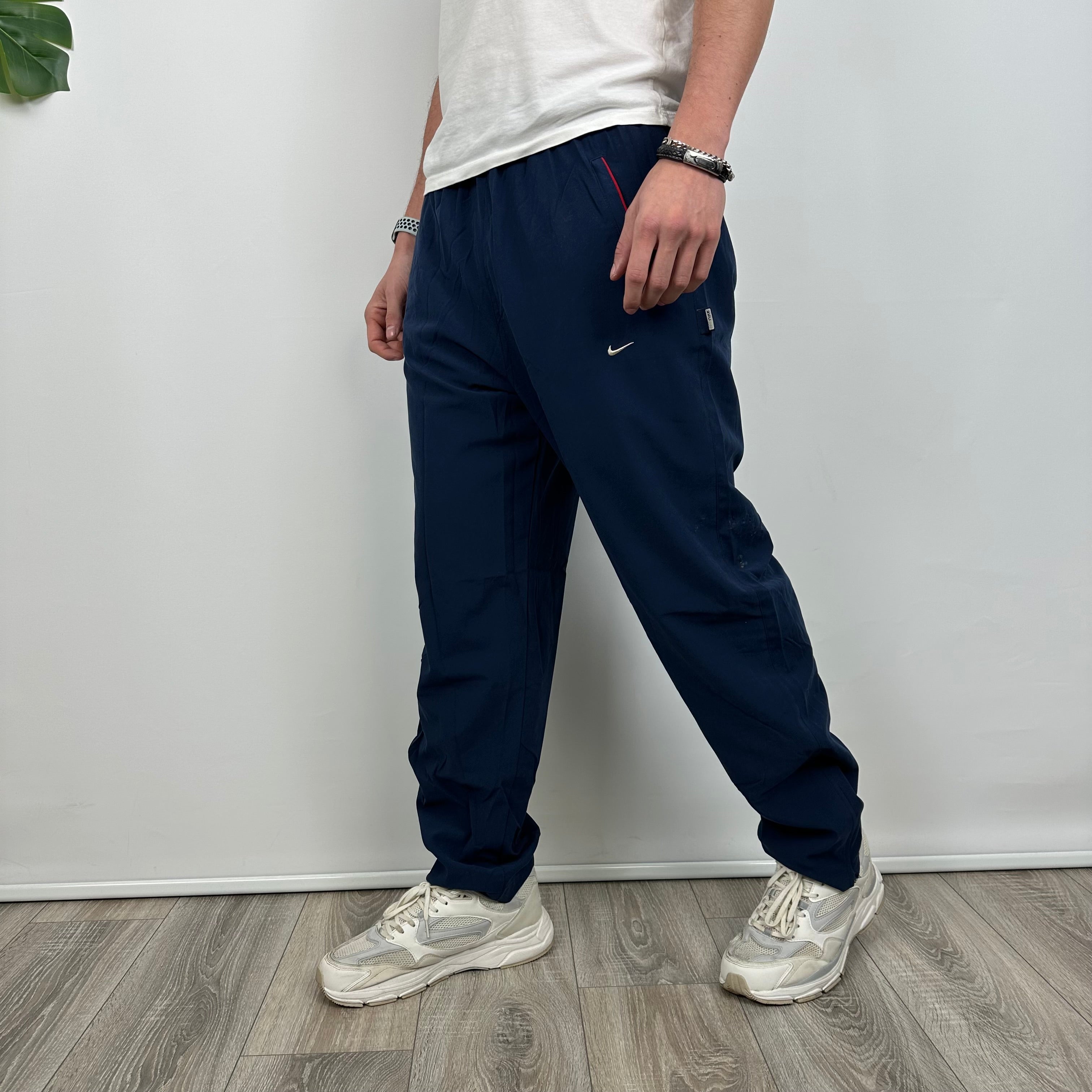 Nike Navy Embroidered Swoosh Track Pants (L)