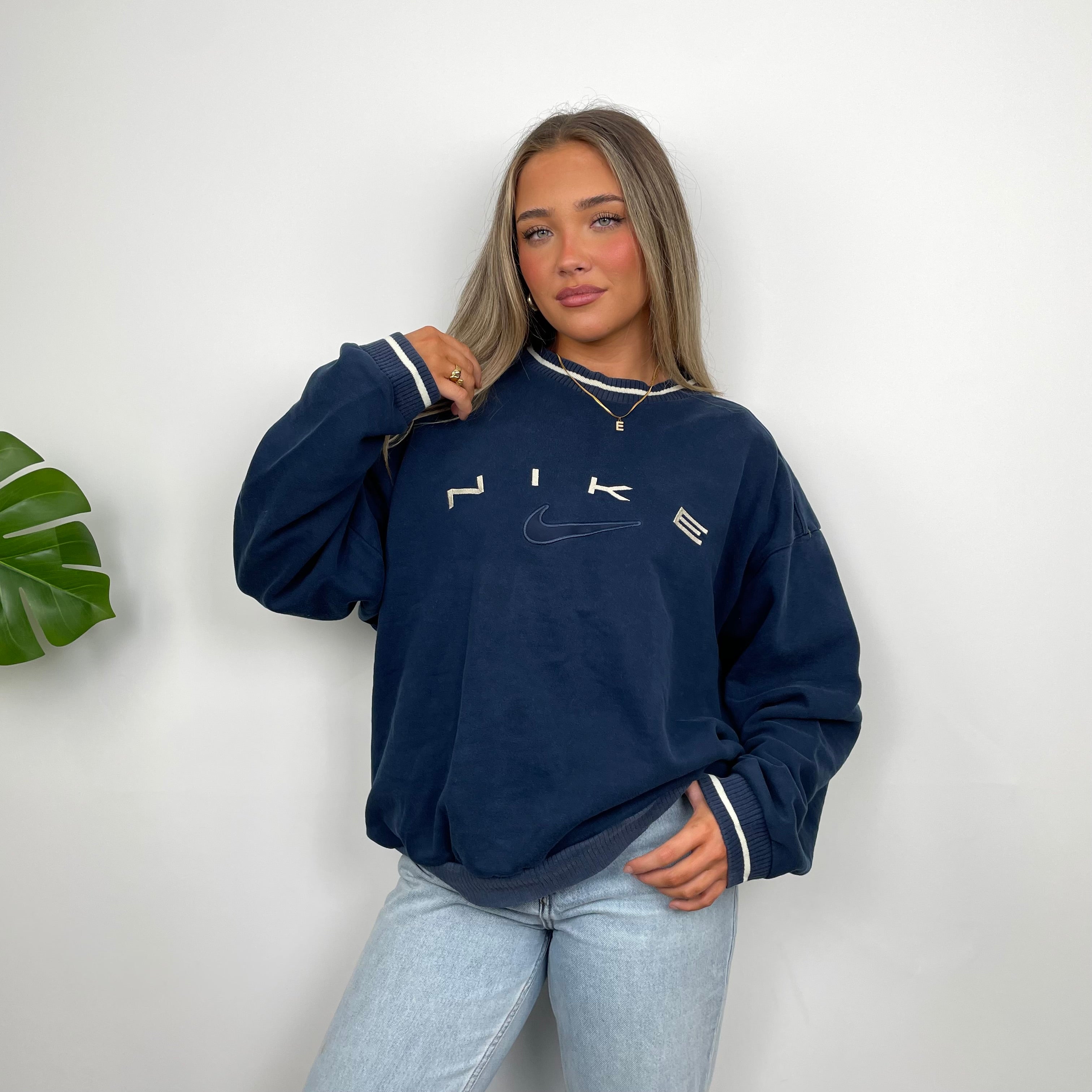 Nike Navy Embroidered Spell Out Sweatshirt (S)