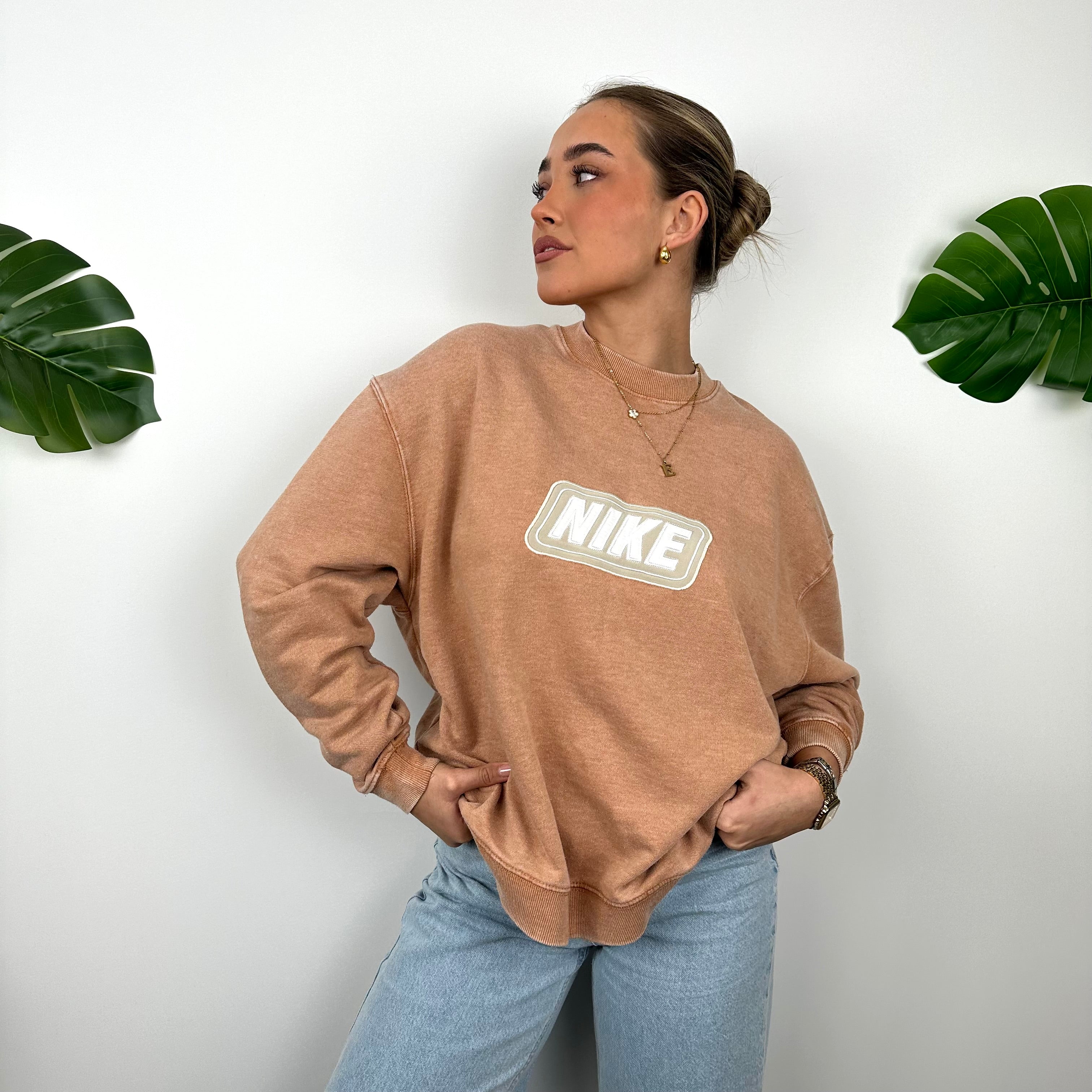 Nike Brown Embroidered Spell Out Sweatshirt (S)