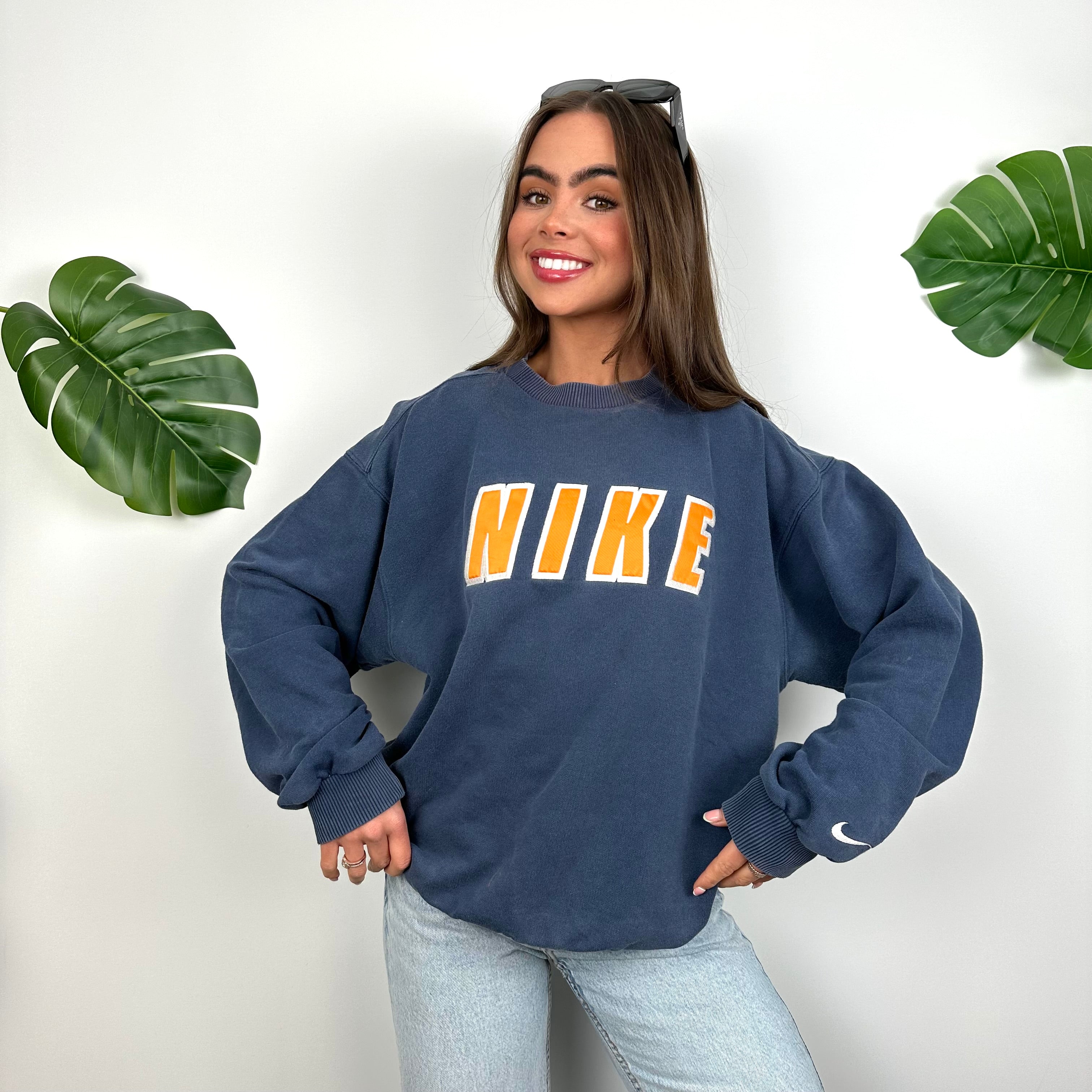 Nike Navy Embroidered Spell Out Sweatshirt (M)