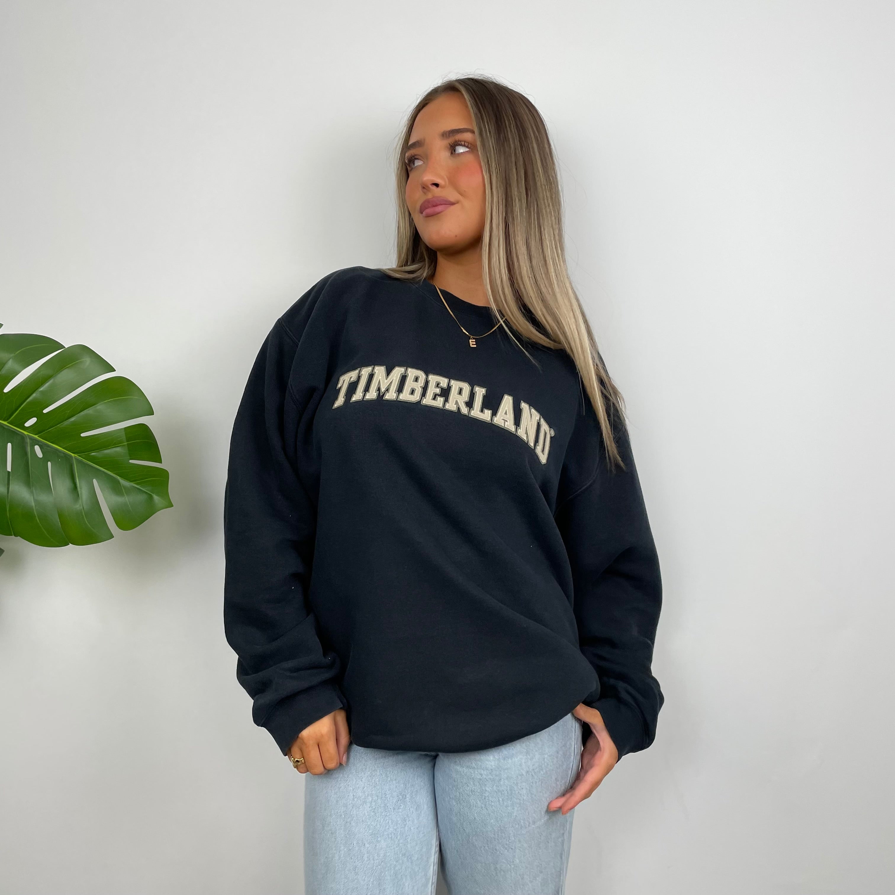 Timberland Black Embroidered Spell Out Sweatshirt (L)