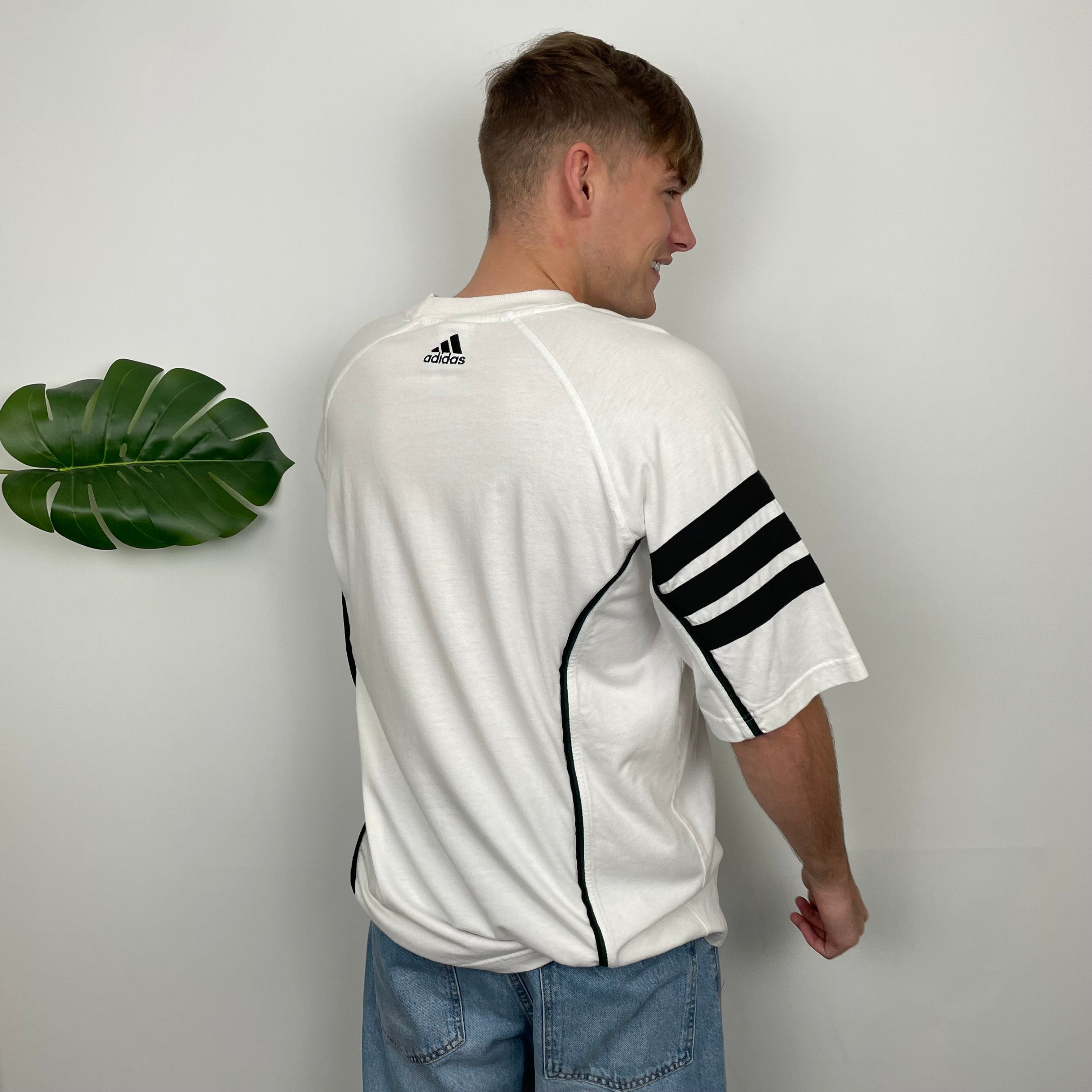 Adidas White Embroidered Spell Out T Shirt (L)