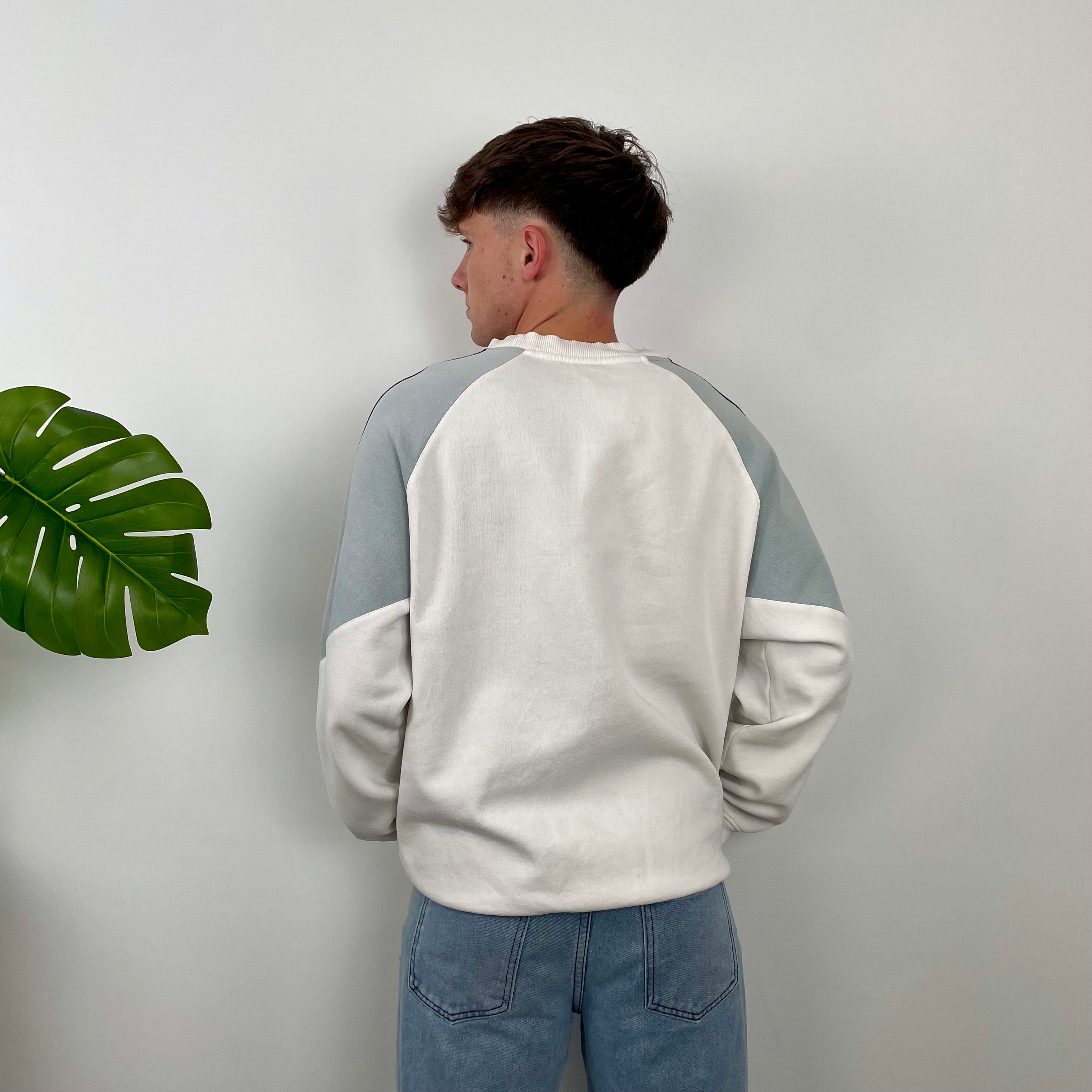 Adidas White Embroidered Spell Out Sweatshirt (L)