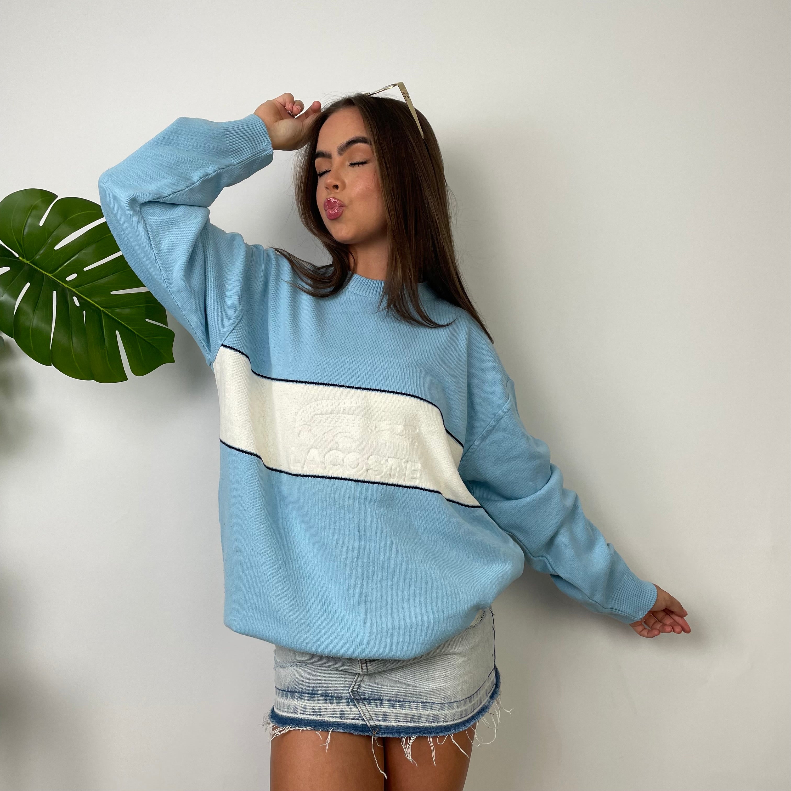 Lacoste Baby Blue Embroidered Logo Knitted Sweater (L)