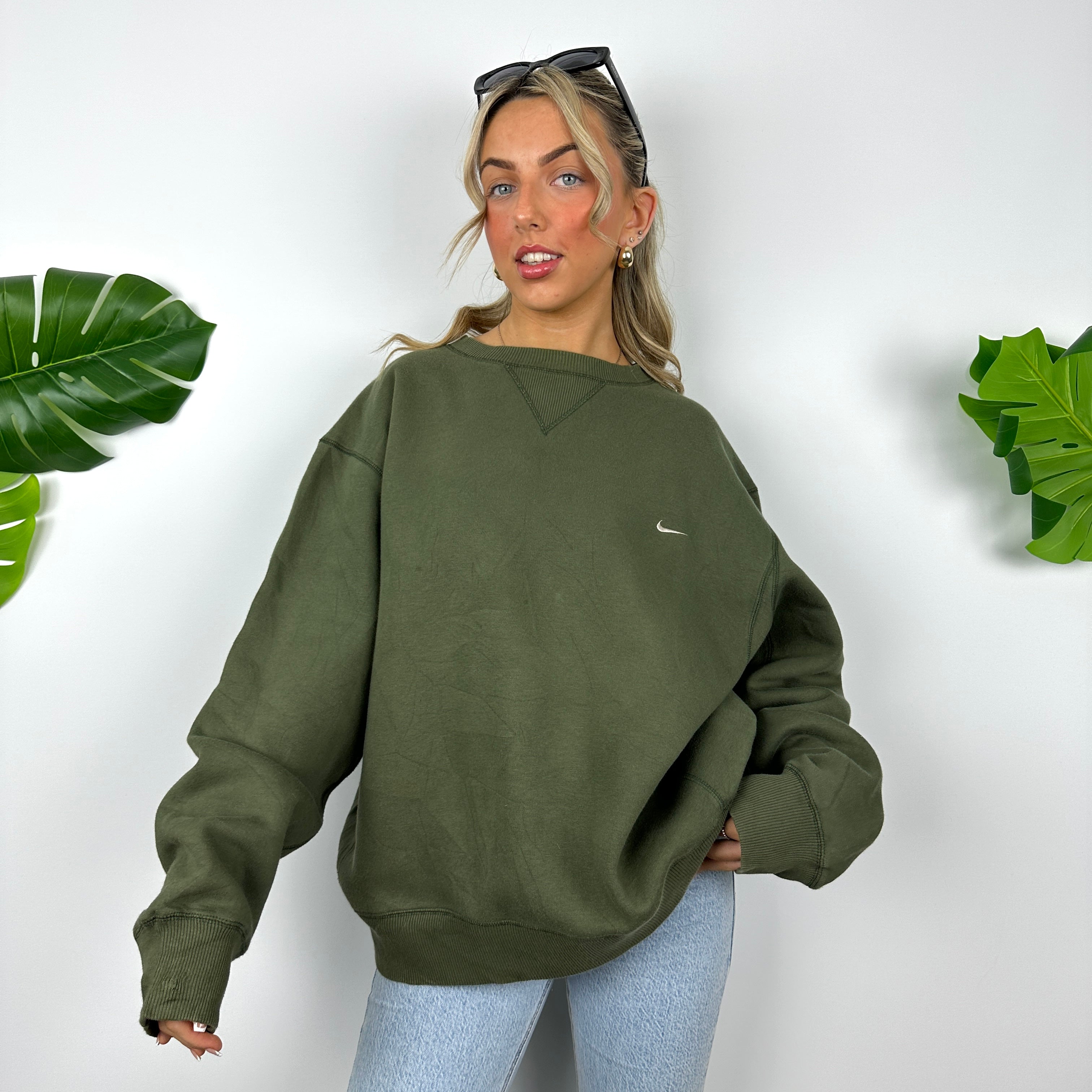 Nike Green Embroidered Swoosh Sweatshirt (L)