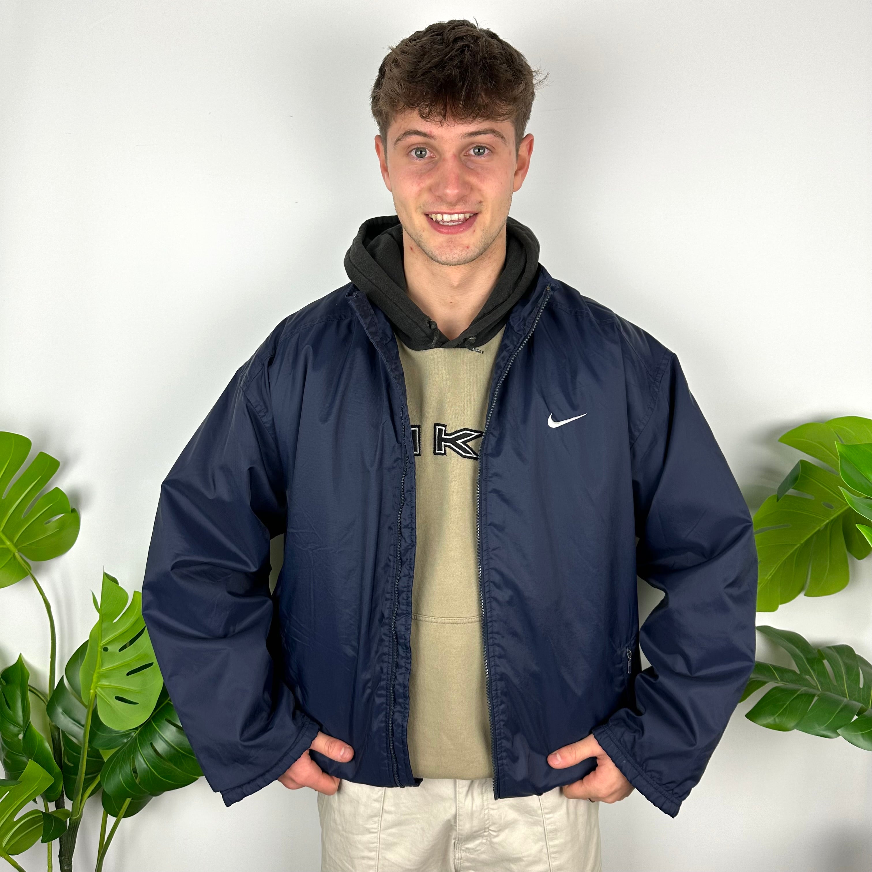 Nike Navy Embroidered Swoosh Padded Jacket (L)