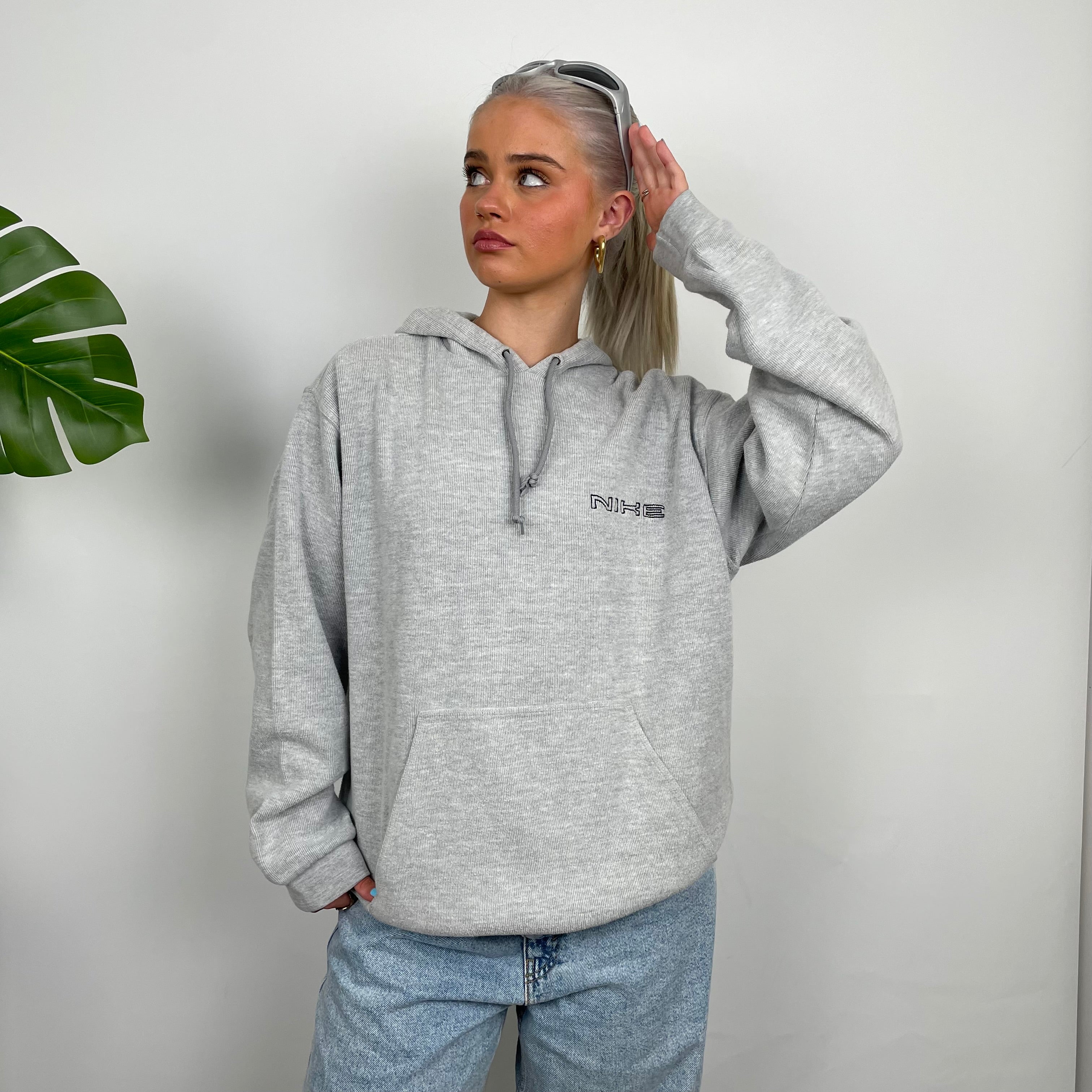 Nike Grey Embroidered Spell Out Hoodie (L)