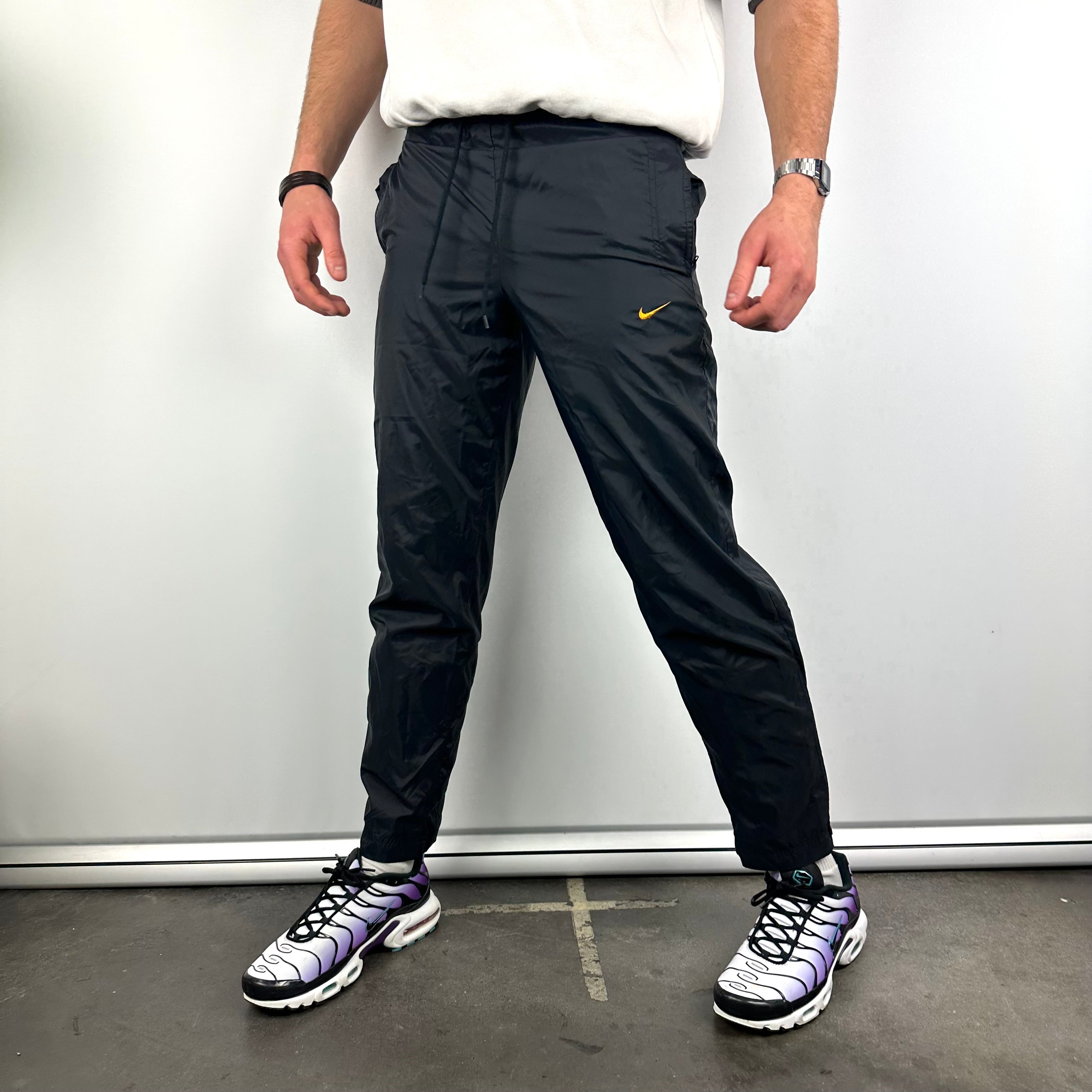 Nike Black Embroidered Swoosh Track Pants (S)