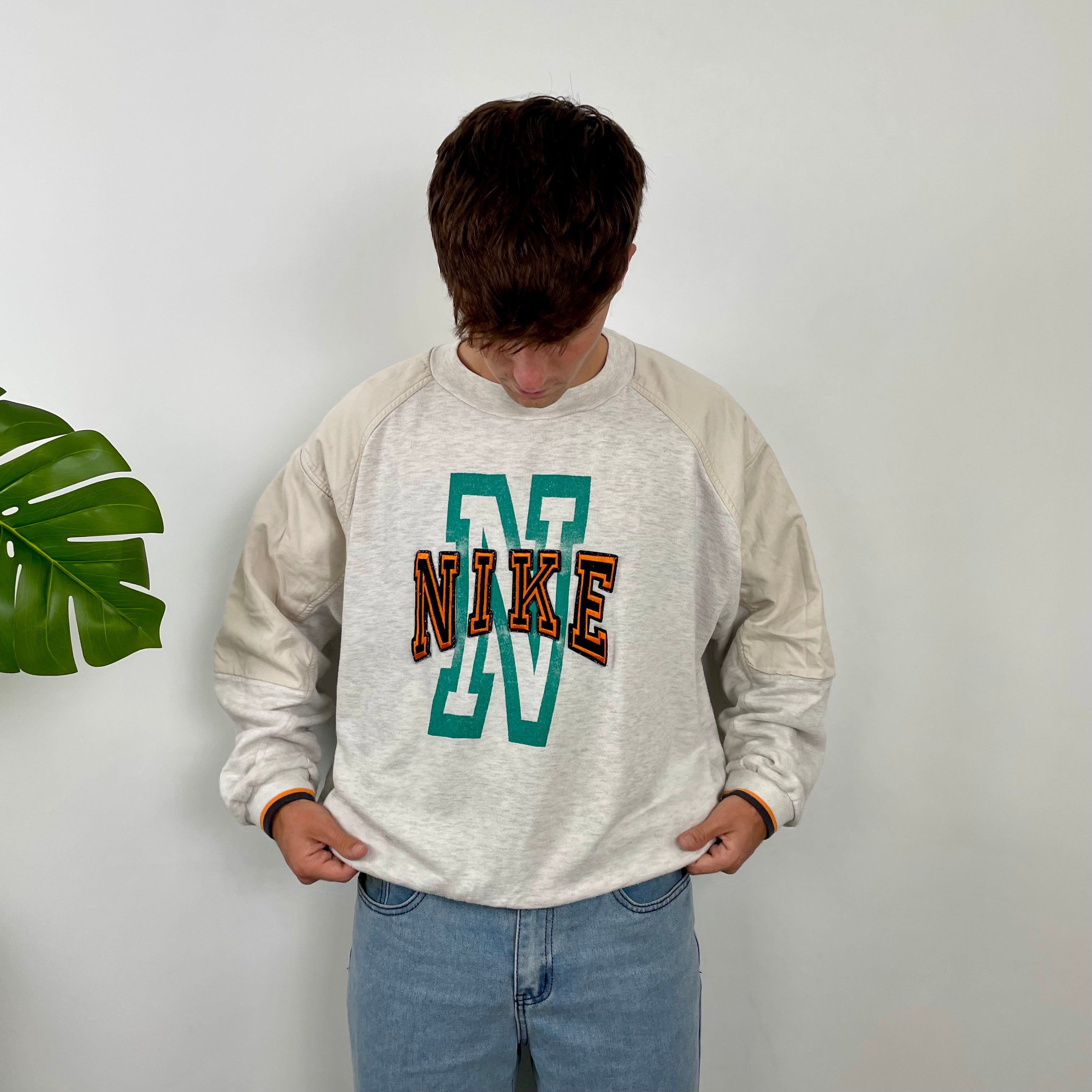 Nike Grey Embroidered Spell Out Sweatshirt (M)