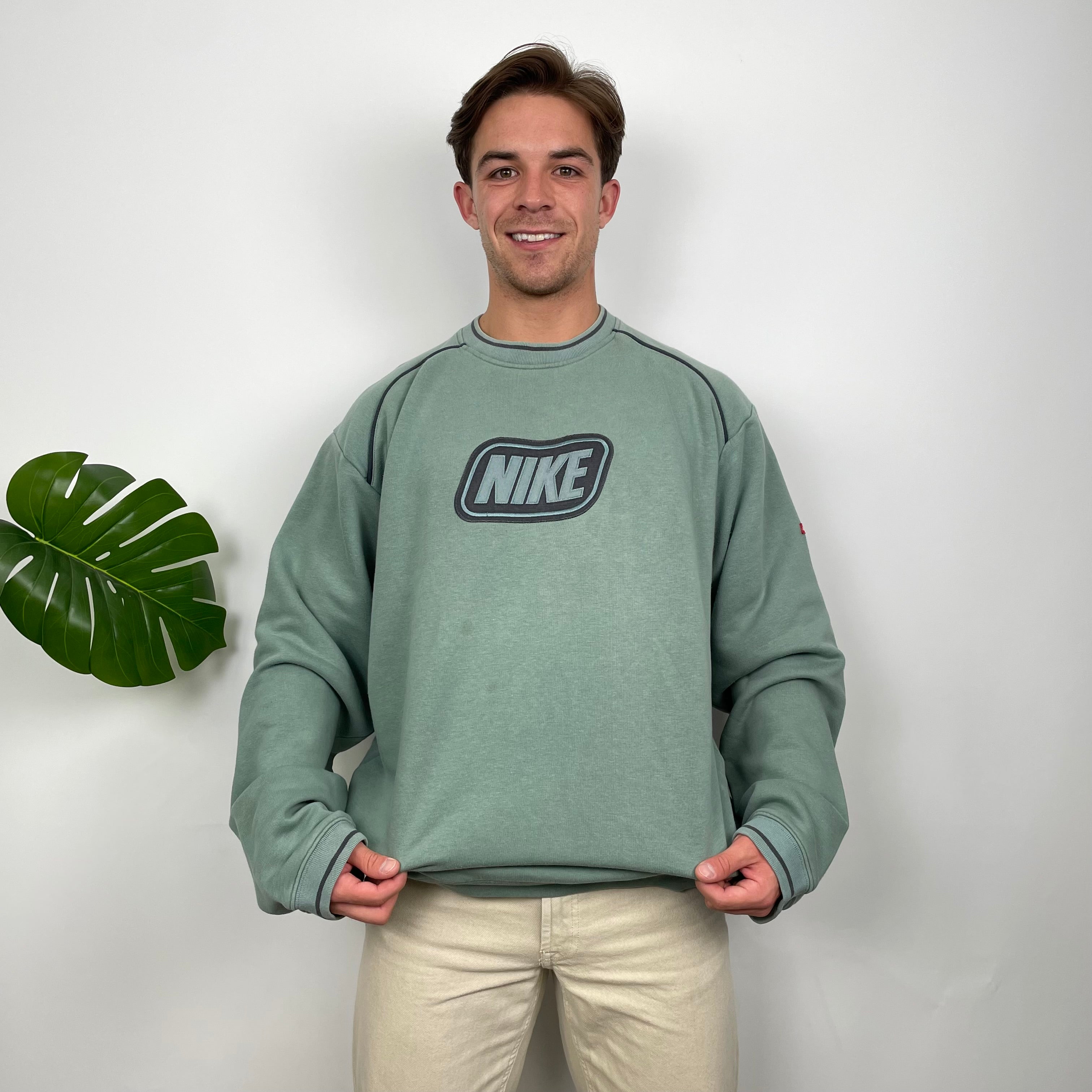 Nike Green Embroidered Spell Out Sweatshirt (XL)