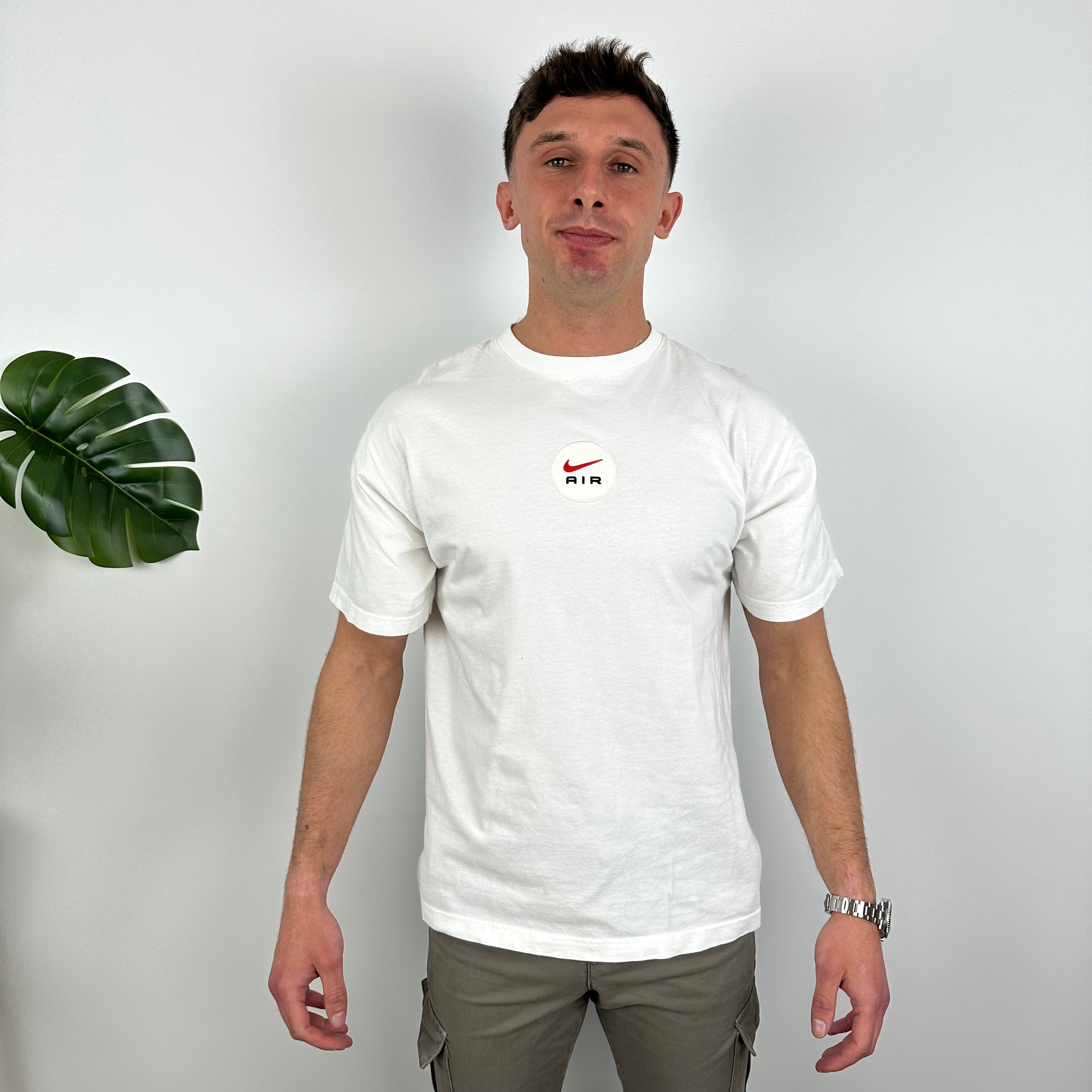 Nike Air White Embroidered Spell Out T Shirt (L)