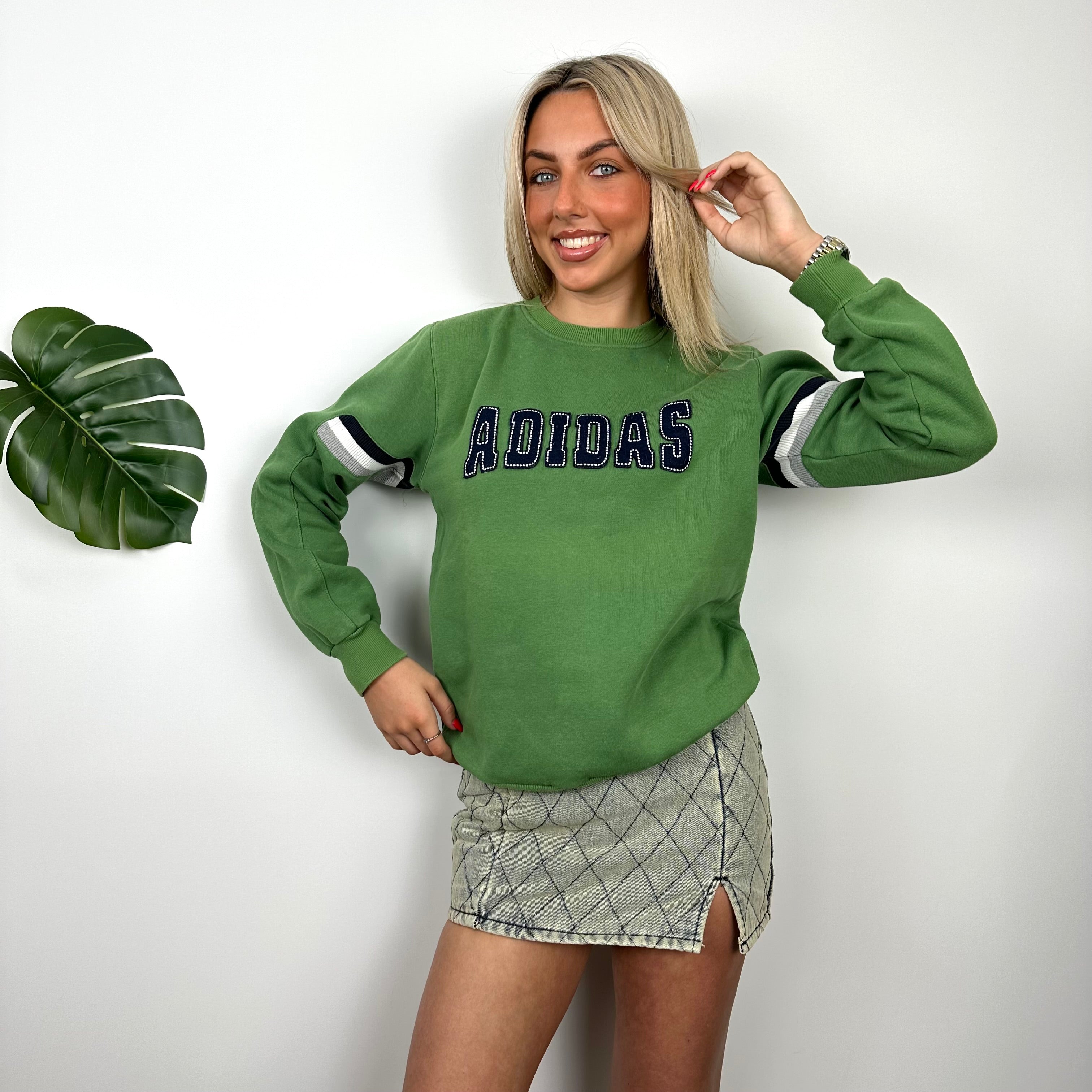 Adidas Green Embroidered Spell Out Sweatshirt (M)