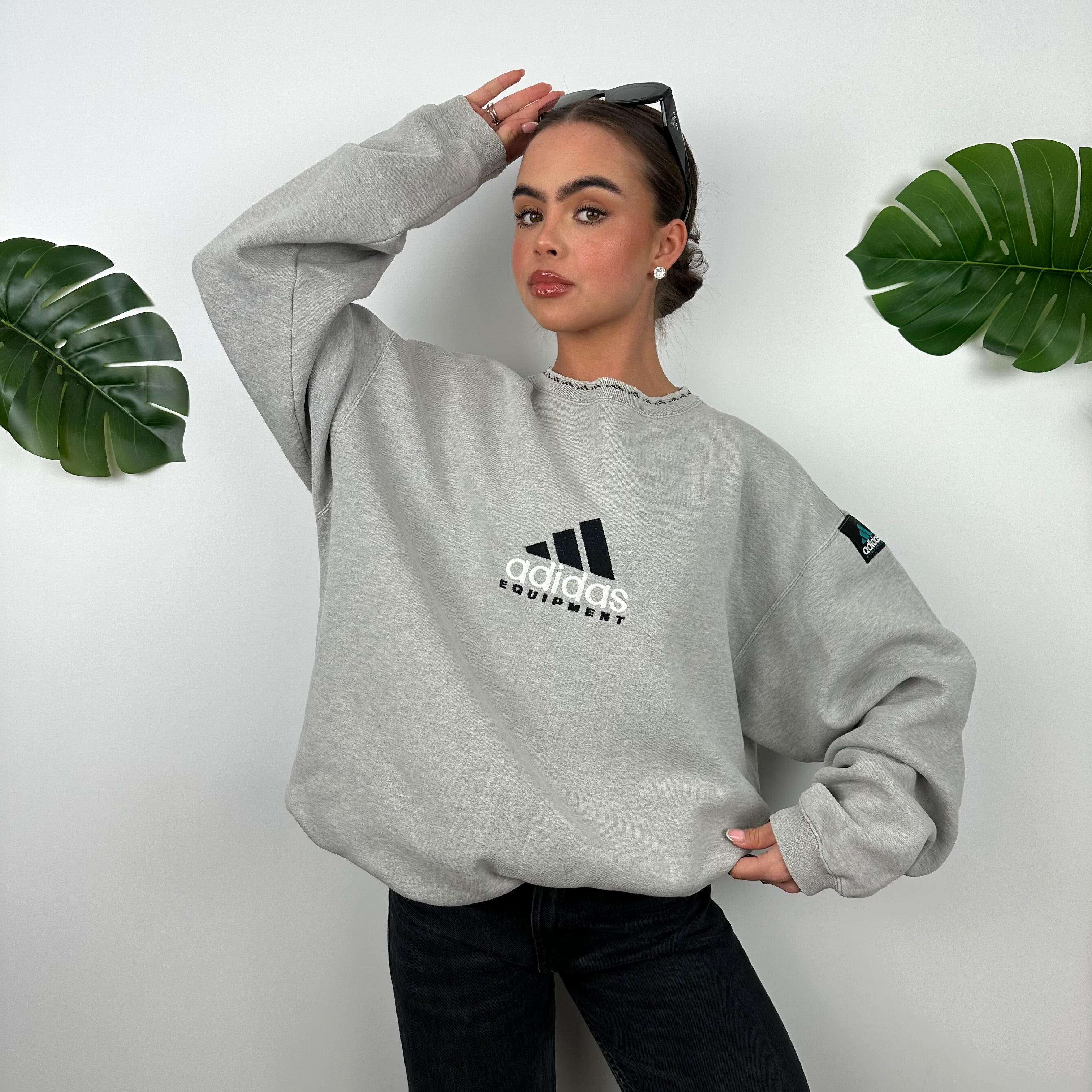Adidas Equipment RARE Grey Embroidered Spell Out Sweatshirt (L)