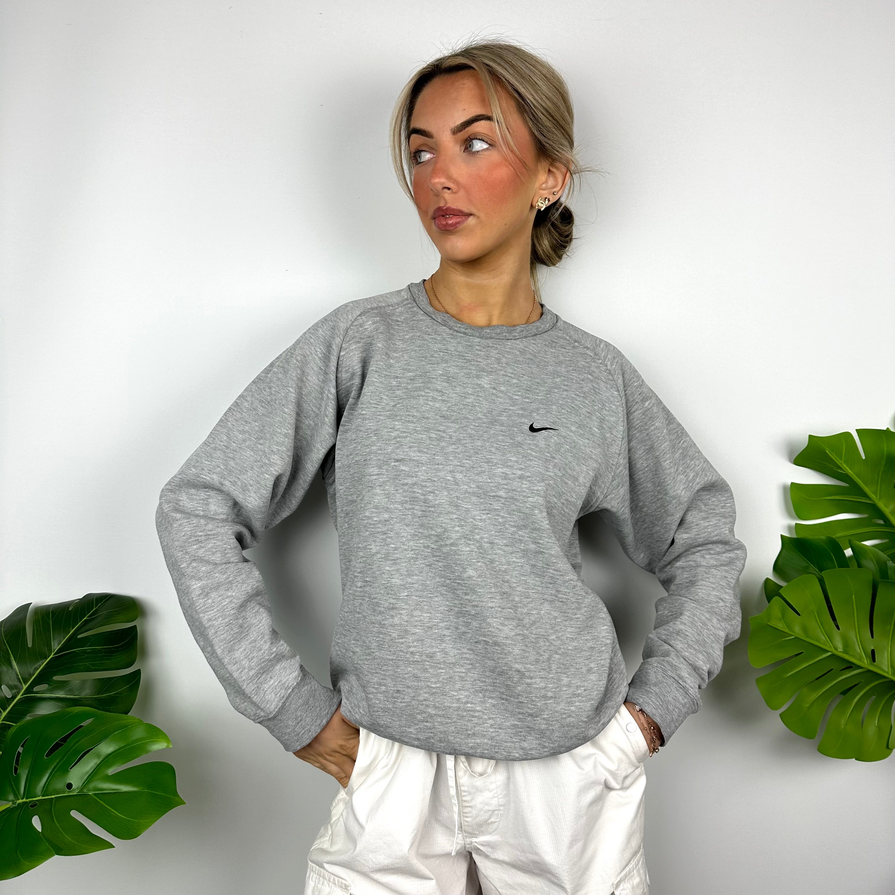 Nike Grey Embroidered Swoosh Sweatshirt (S)