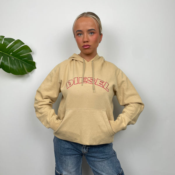 Diesel Cream Embroidered Spell Out Hoodie (M)