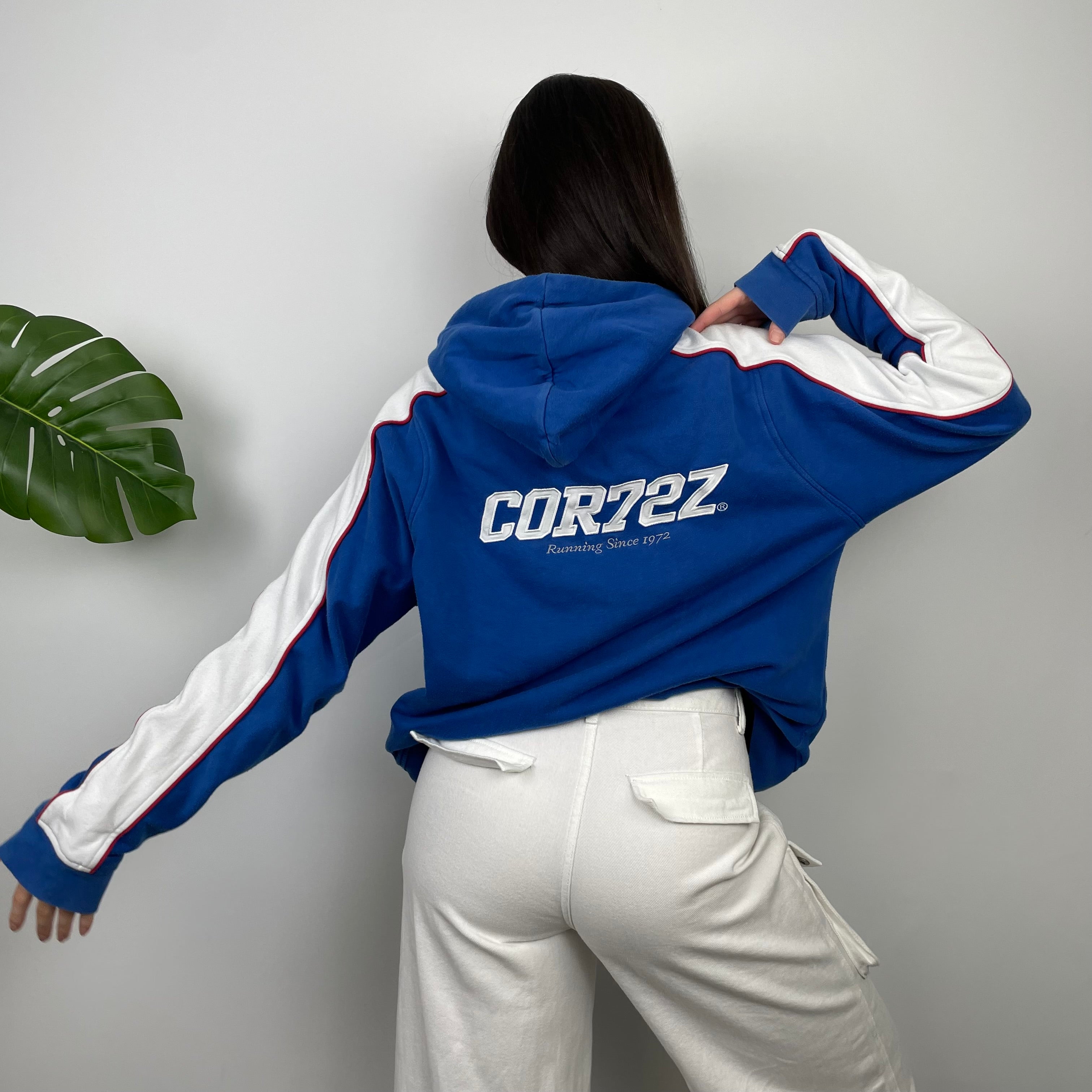 Nike Cortez Blue Embroidered Swoosh Hoodie (XL)