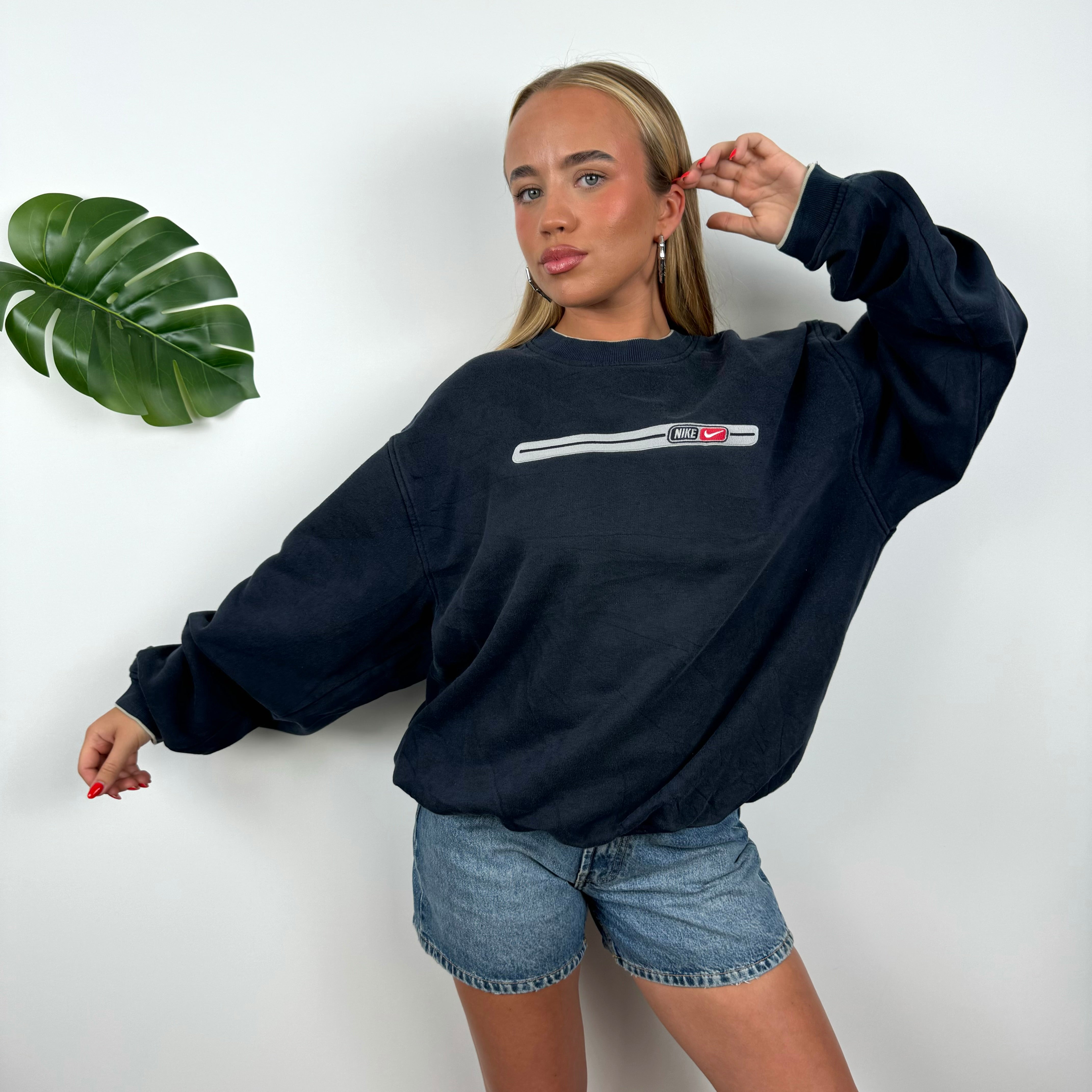 Nike Navy Embroidered Spell Out Sweatshirt (M)