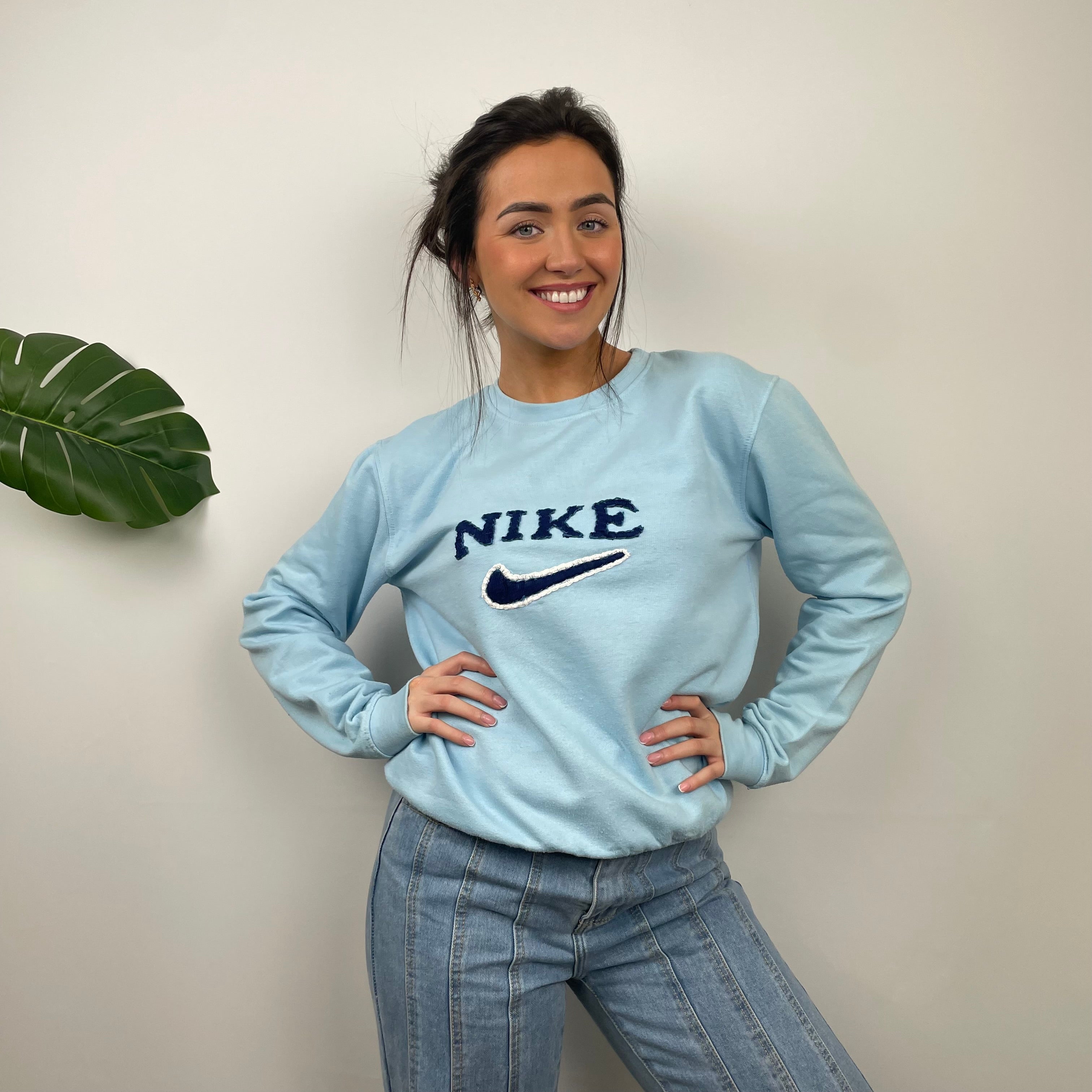 Nike Baby Blue Embroidered Spell Out Sweatshirt (S)