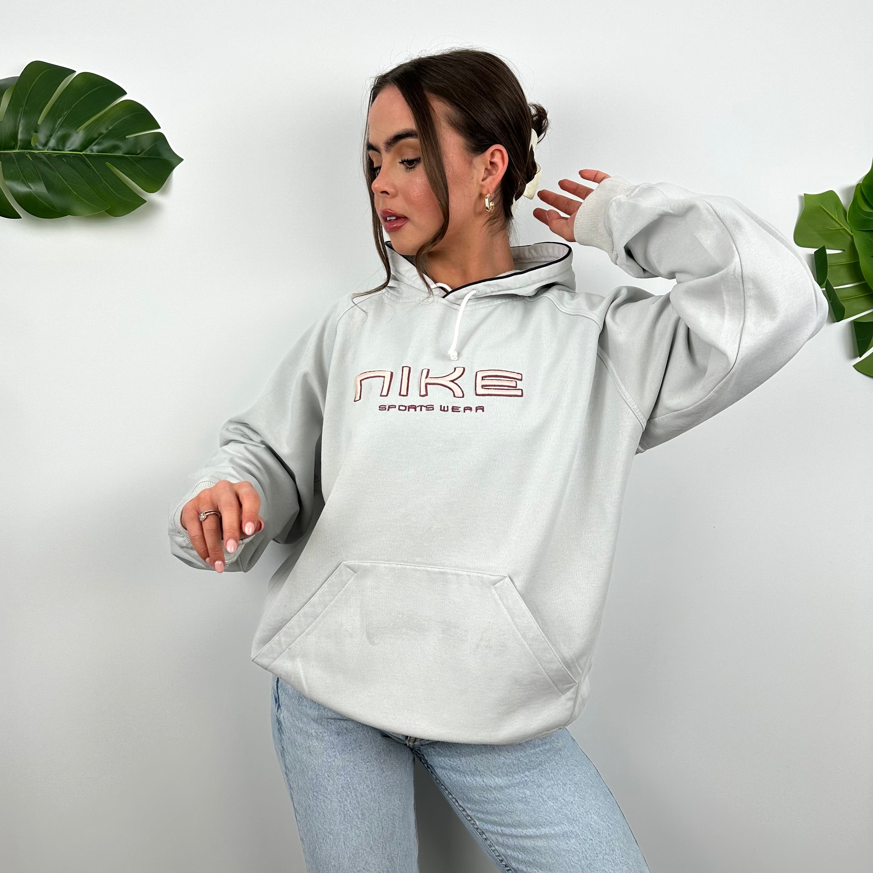 Nike Grey Embroidered Spell Out Hoodie (L)