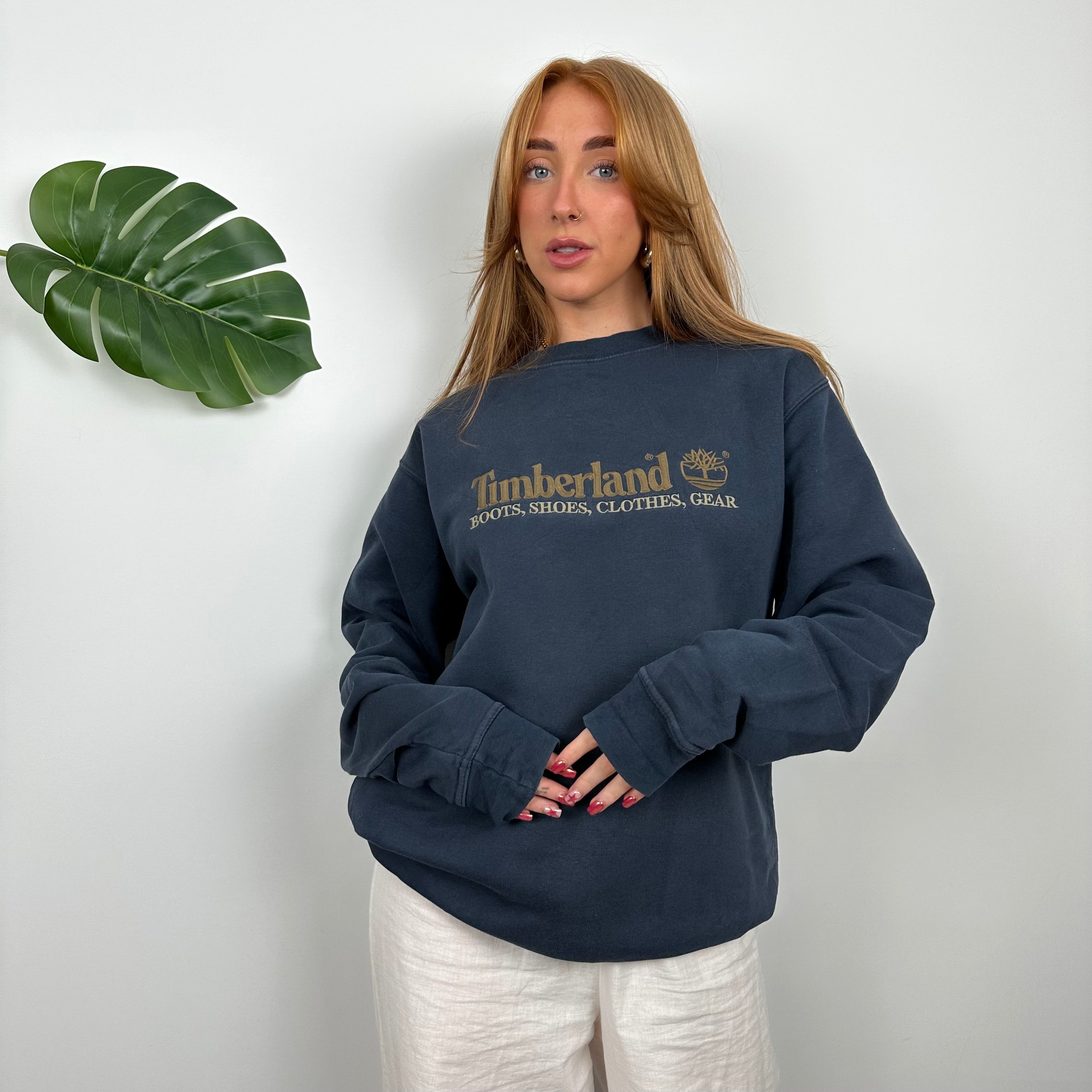 Timberland Navy Embroidered Spell Out Sweatshirt (M)