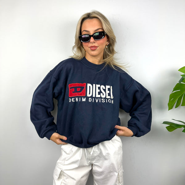 Diesel Navy Embroidered Spell Out Sweatshirt (S)