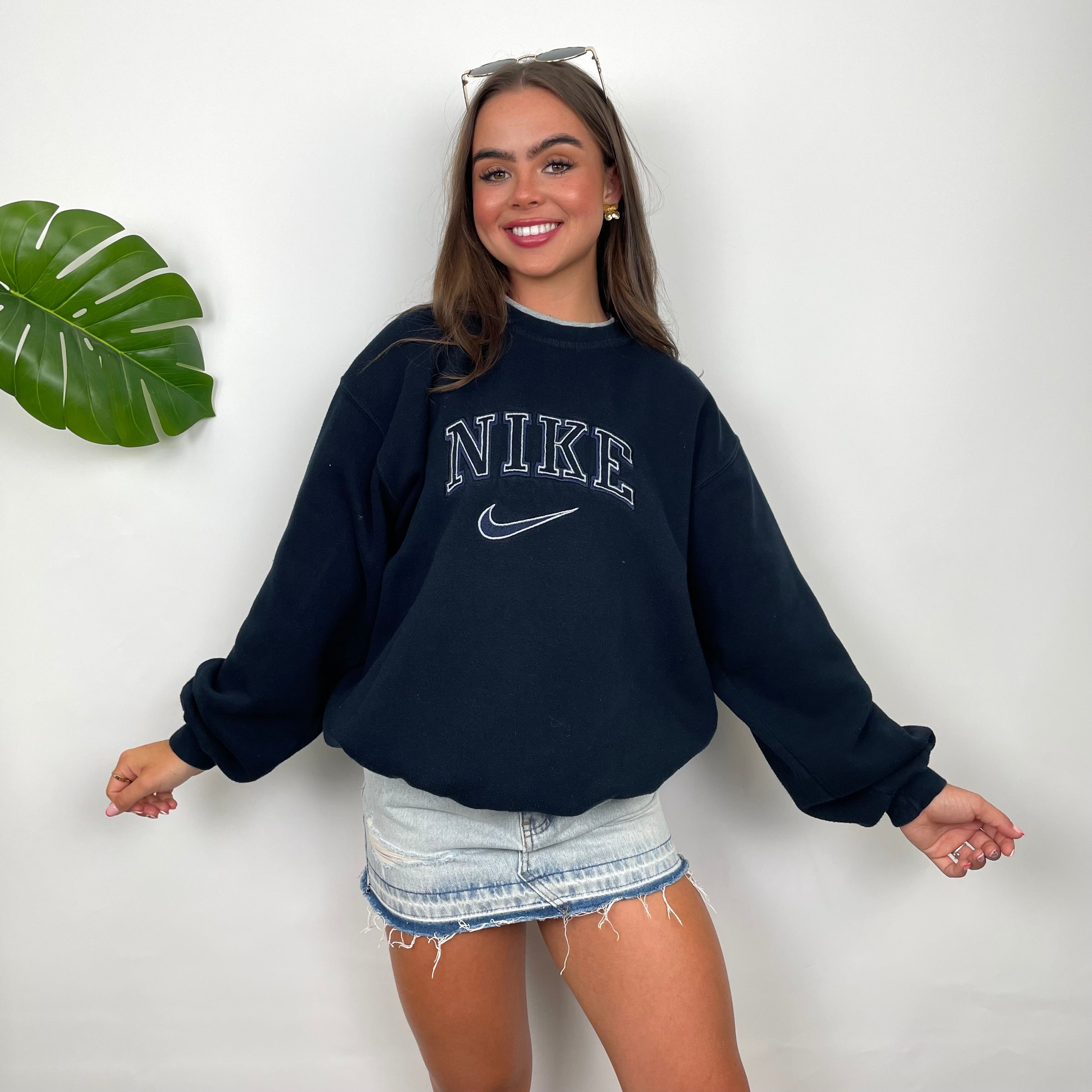 Nike Navy Embroidered Spell Out Sweatshirt (L)