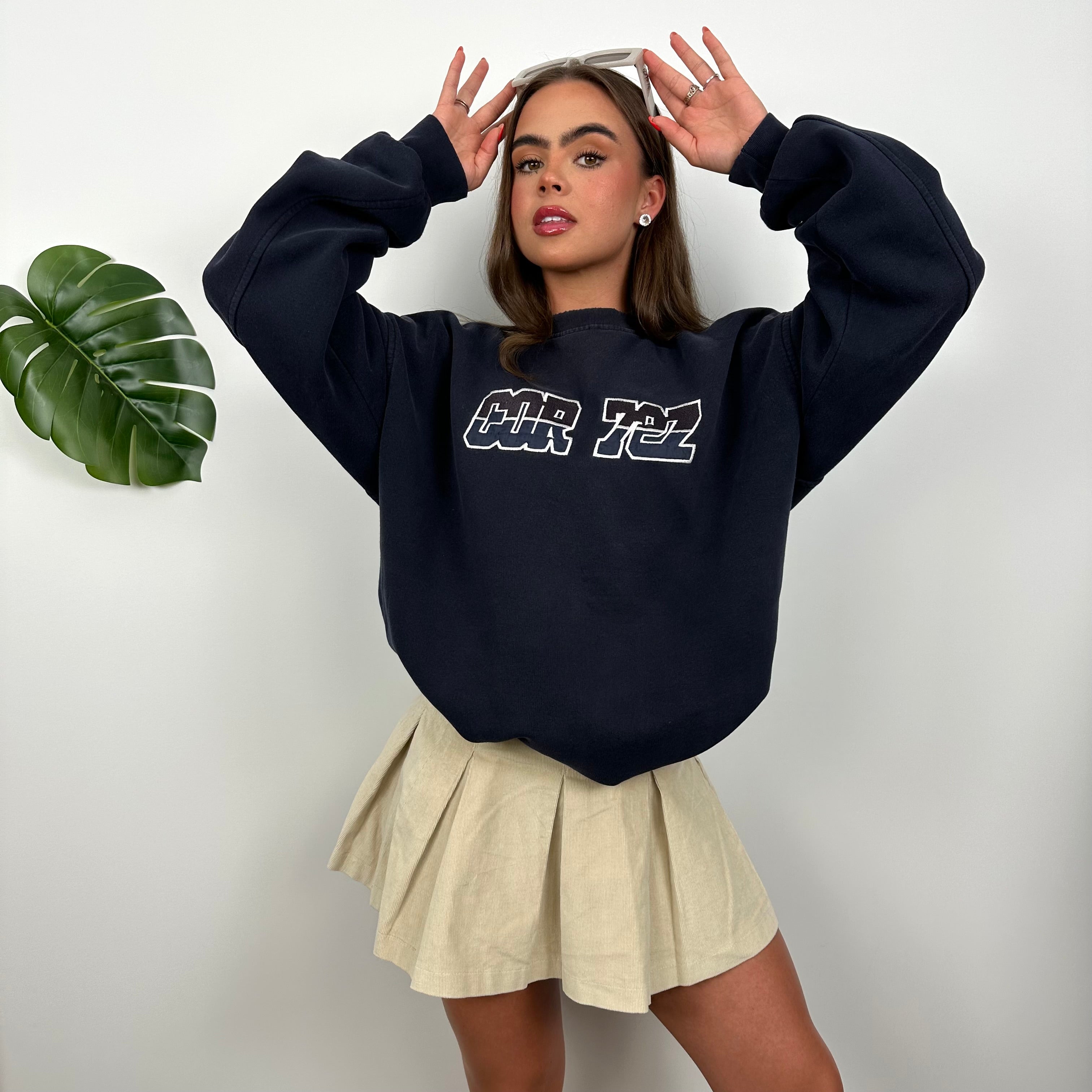 Nike Cortez Navy Embroidered Spell Out Sweatshirt (L)