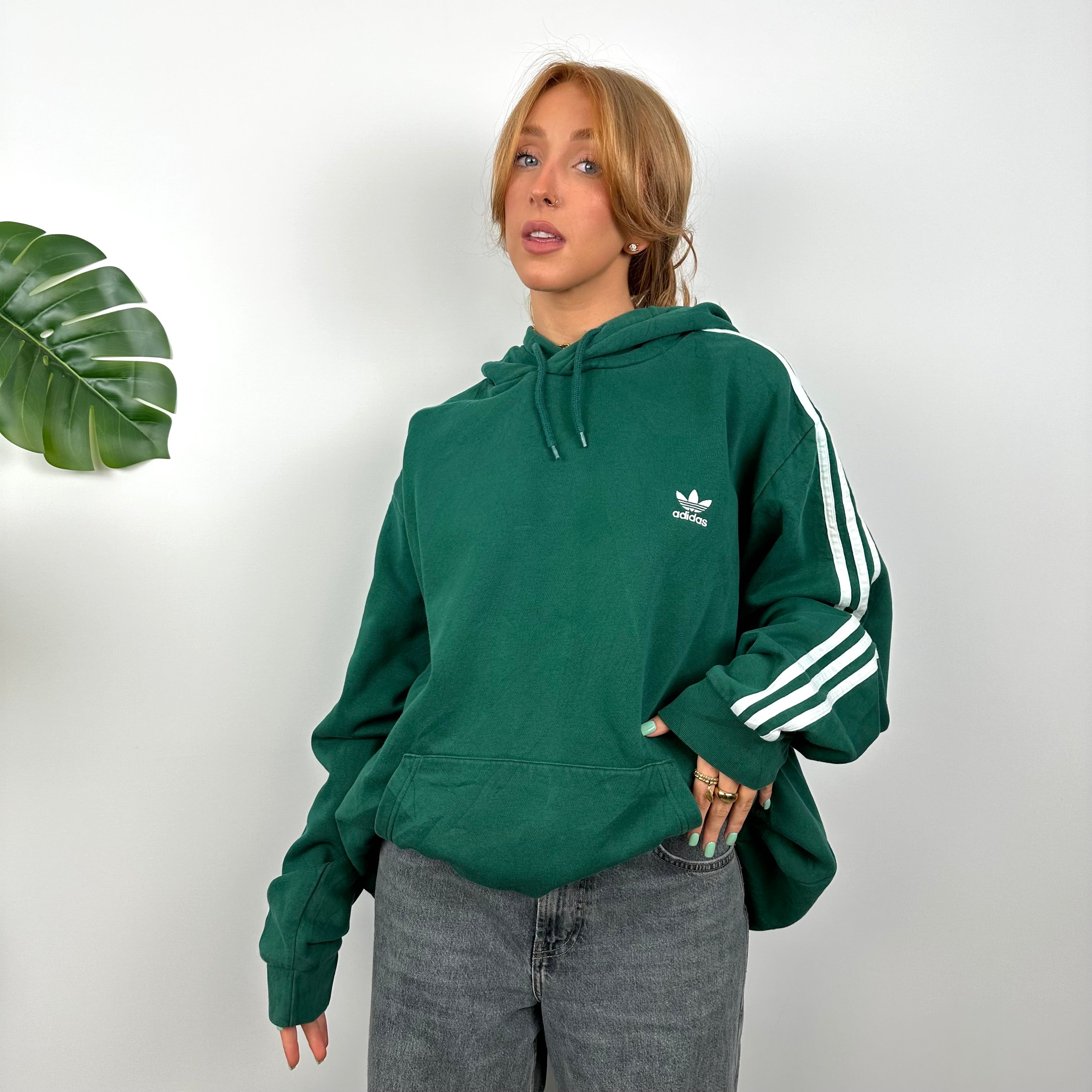 Adidas RARE Green Embroidered Spell Out Hoodie (XXL)