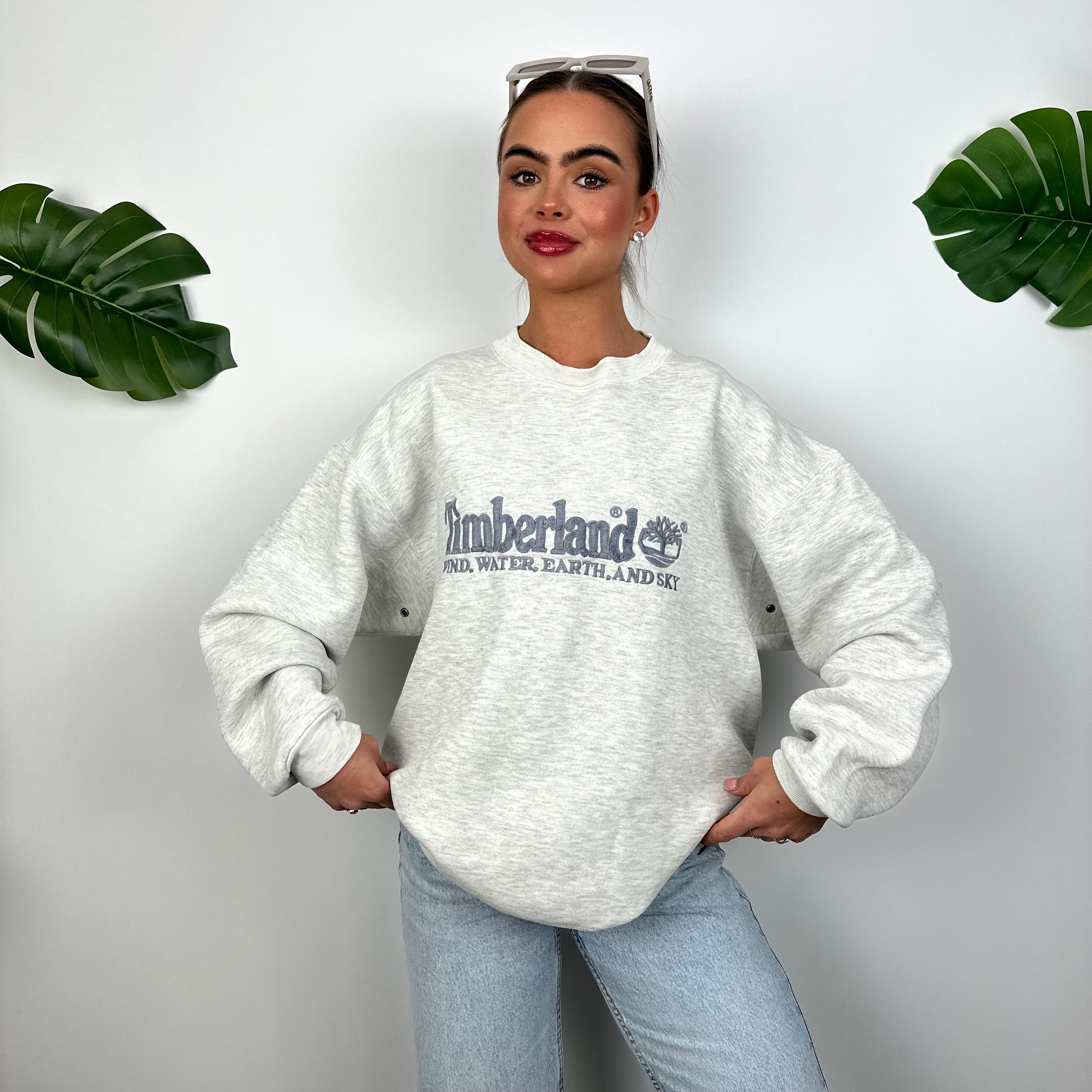 Timberland Grey Embroidered Spell Out Sweatshirt (M)