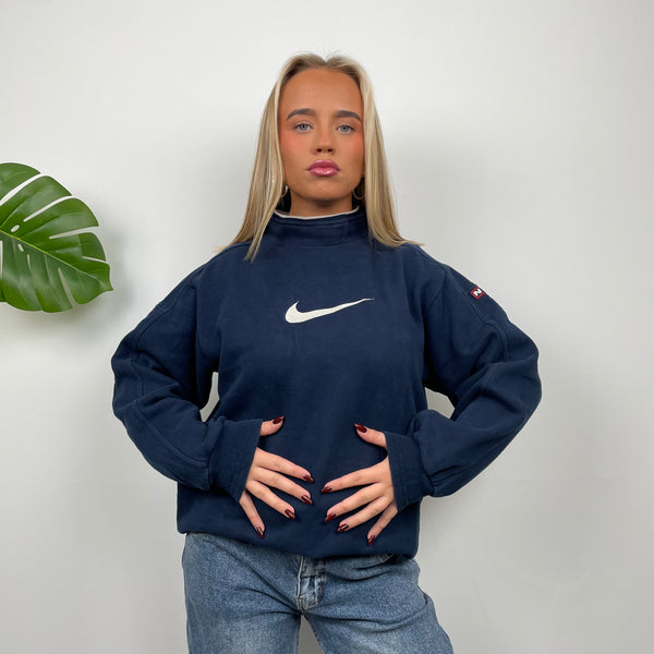 Nike Navy Embroidered Swoosh Sweatshirt (M)