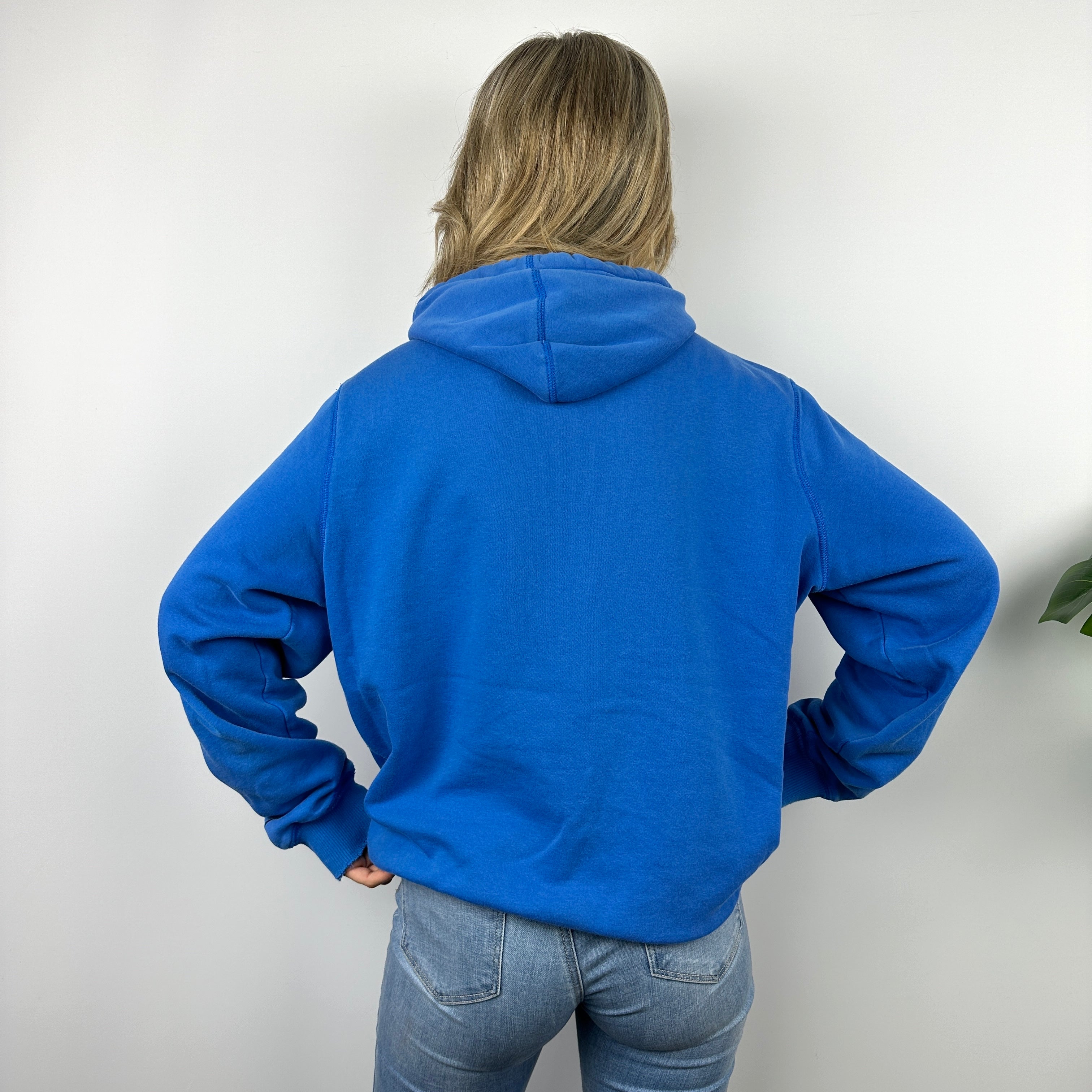 Nike Blue Embroidered Spell Out Zip Up Hoodie Jacket (L)